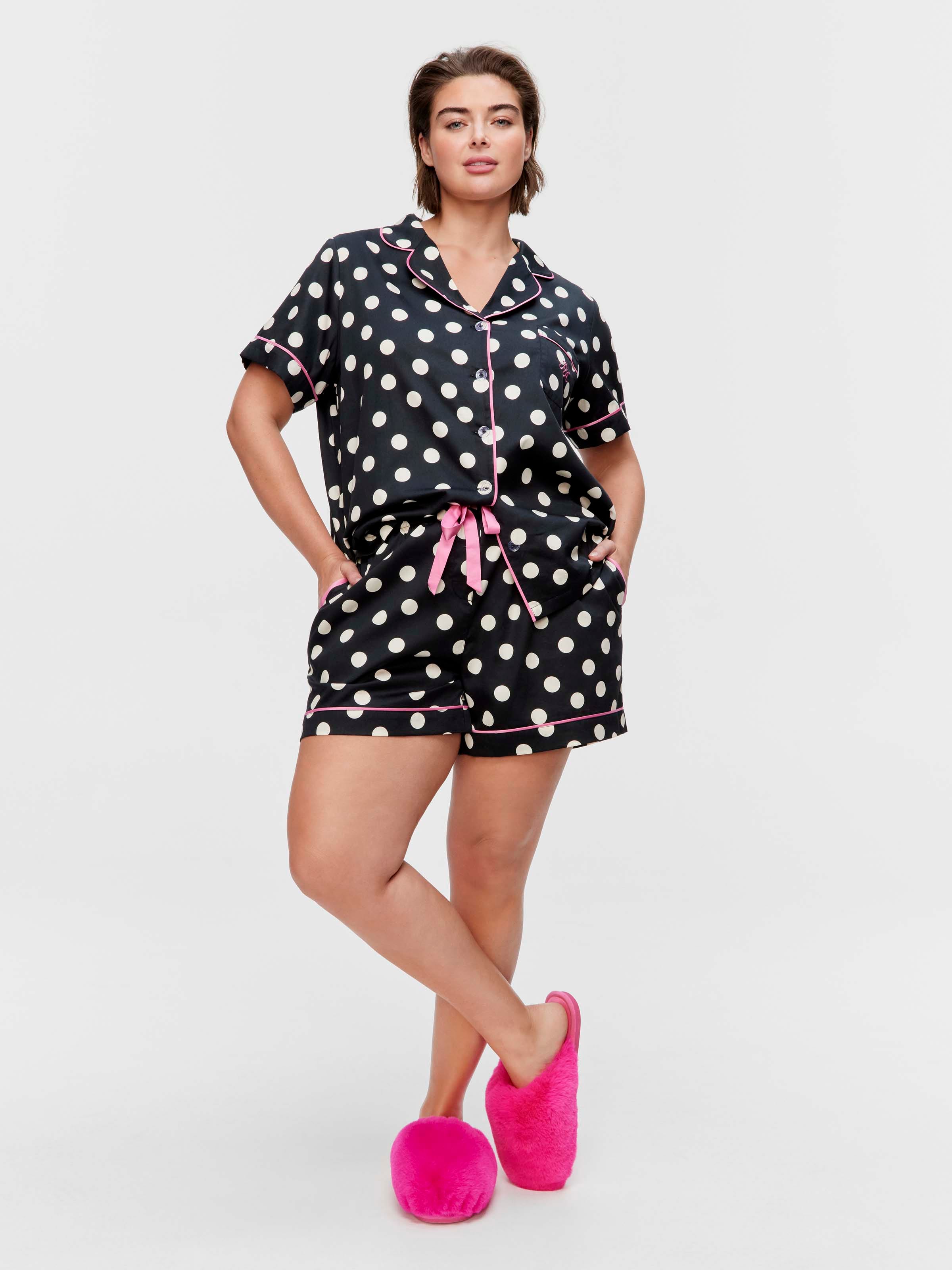 P.A. Plus Polka Dot 100% Cotton Shortie Pj Set