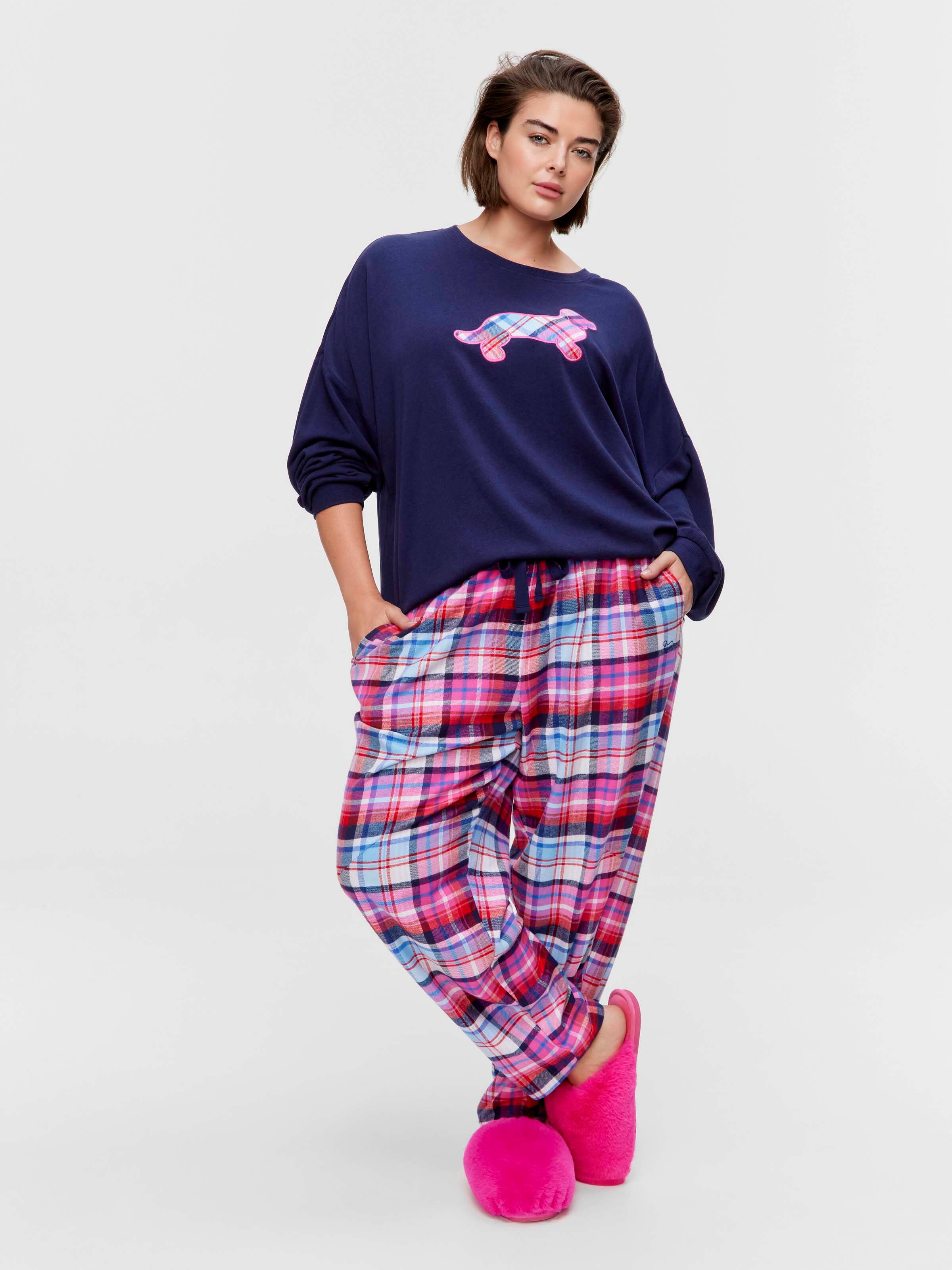 P.A. Plus Bright Check 100% Cotton Flannelette Drape Pj Pant