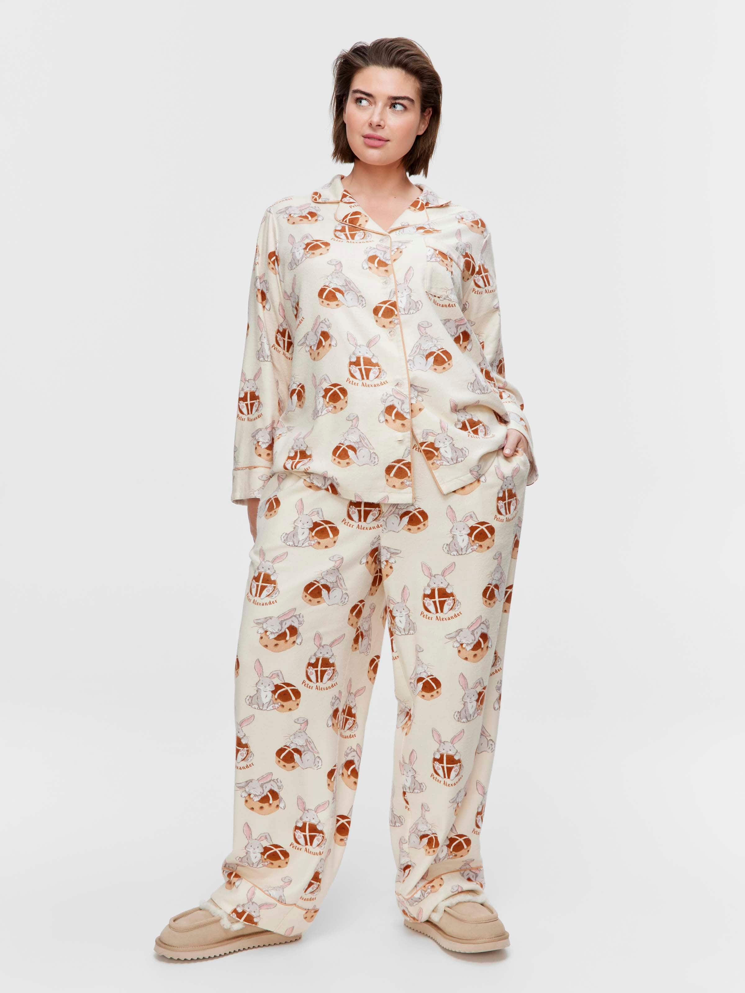 P.A. Plus Hot Cross Bunny Bamboo Flannelette Classic Pj Set