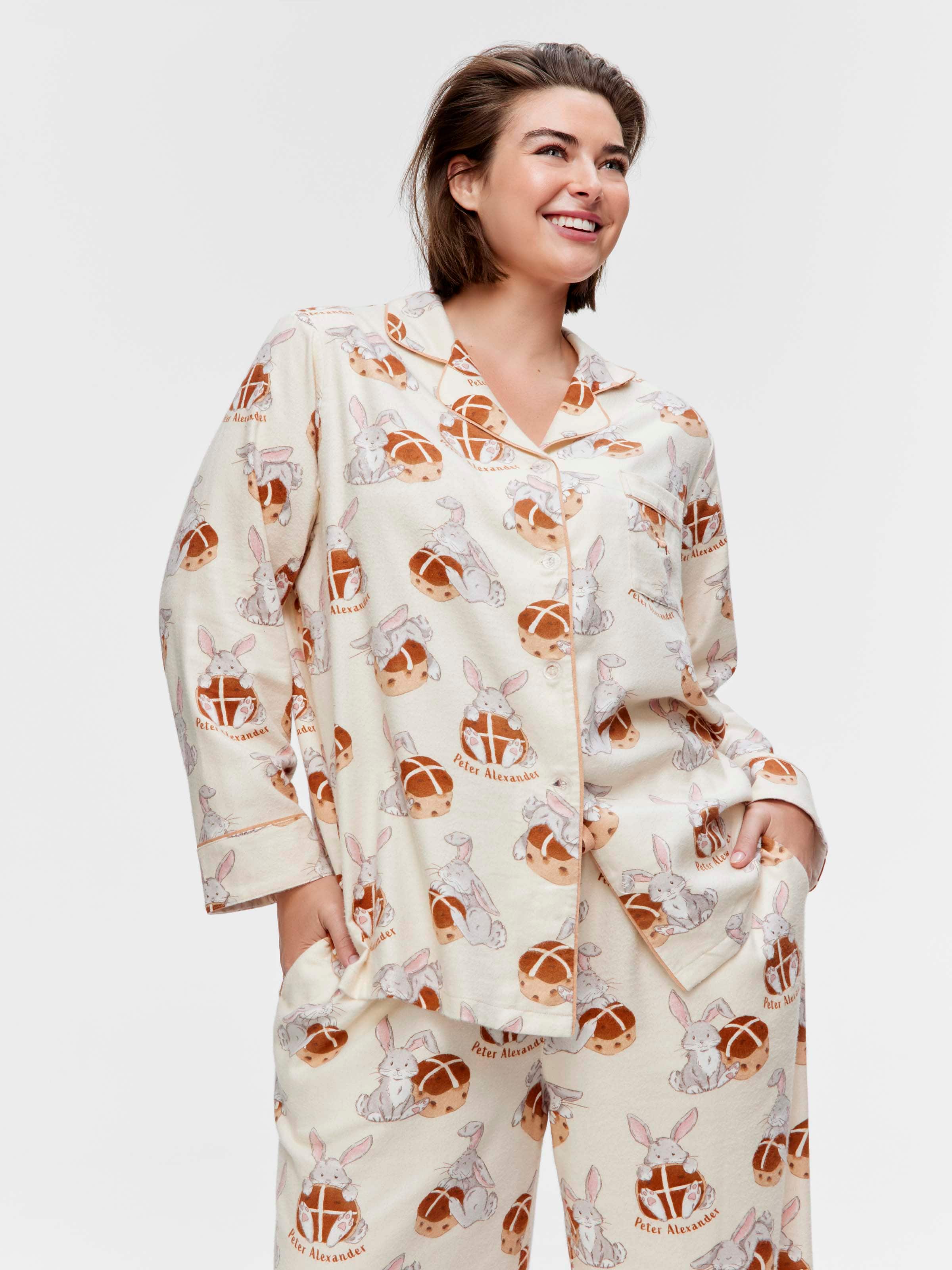 P.A. Plus Hot Cross Bunny Bamboo Flannelette Classic Pj Set