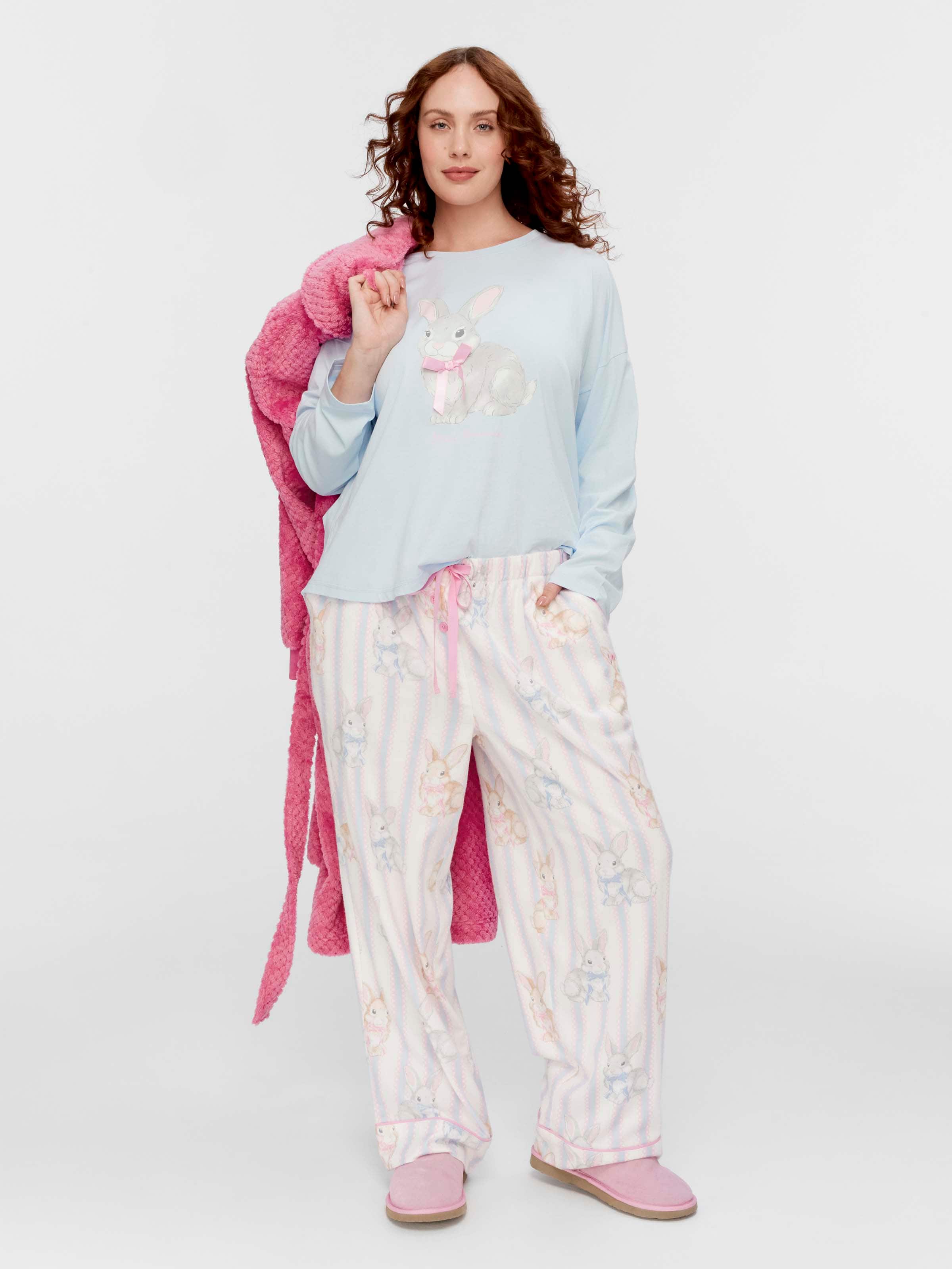 P.A. Plus Bow Bunny Bamboo Flannelette Classic Pj Pant
