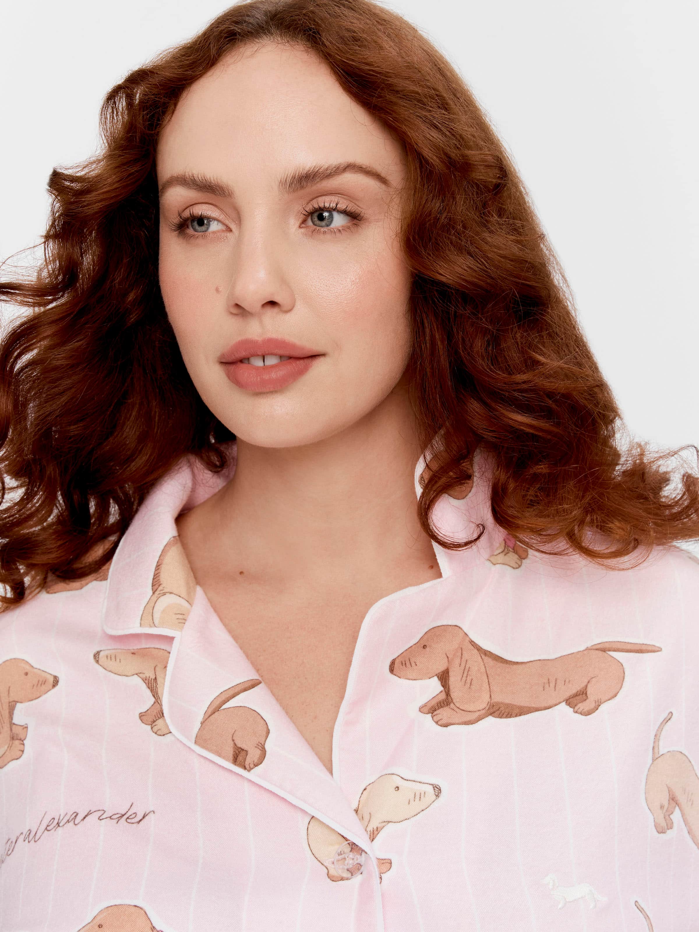 P.A. Plus Pink Dachshund Bamboo Flannelette Classic Pj Set