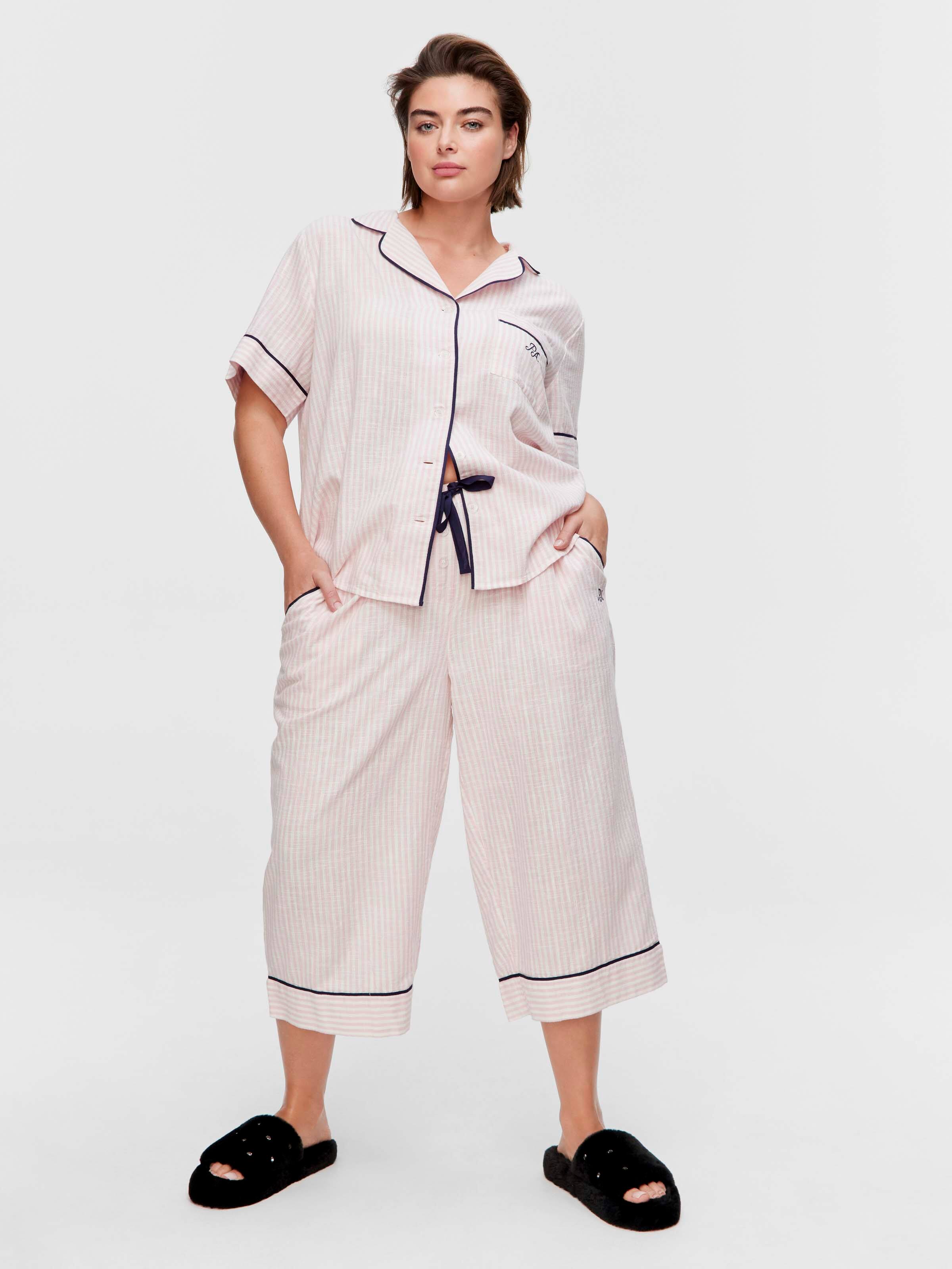 P.A. Plus Pink Stripe 100% Cotton 3/4 Pj Pant