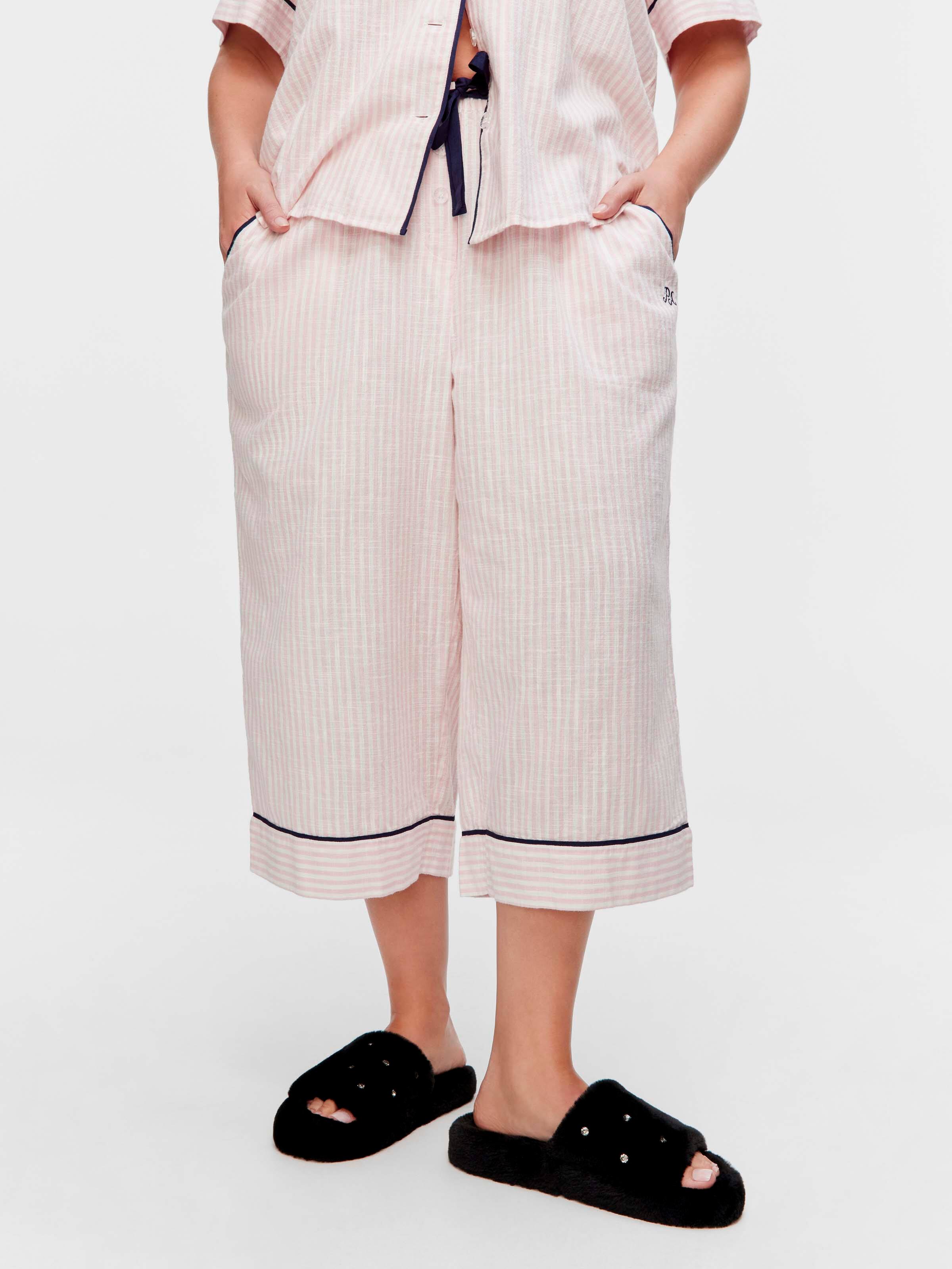 P.A. Plus Pink Stripe 100% Cotton 3/4 Pj Pant
