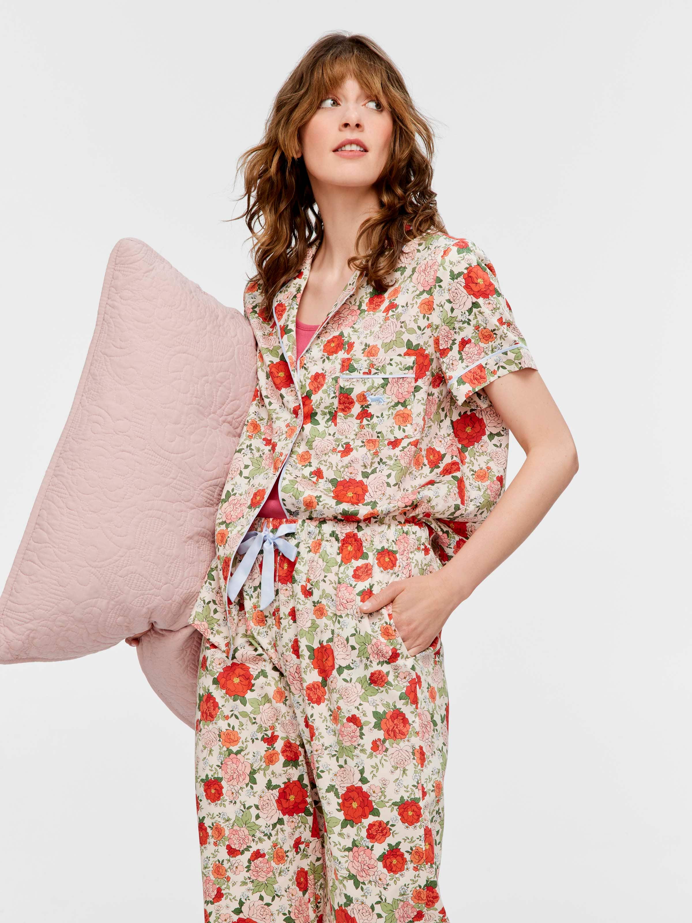 Red Floral 100% Cotton Classic Pj Set