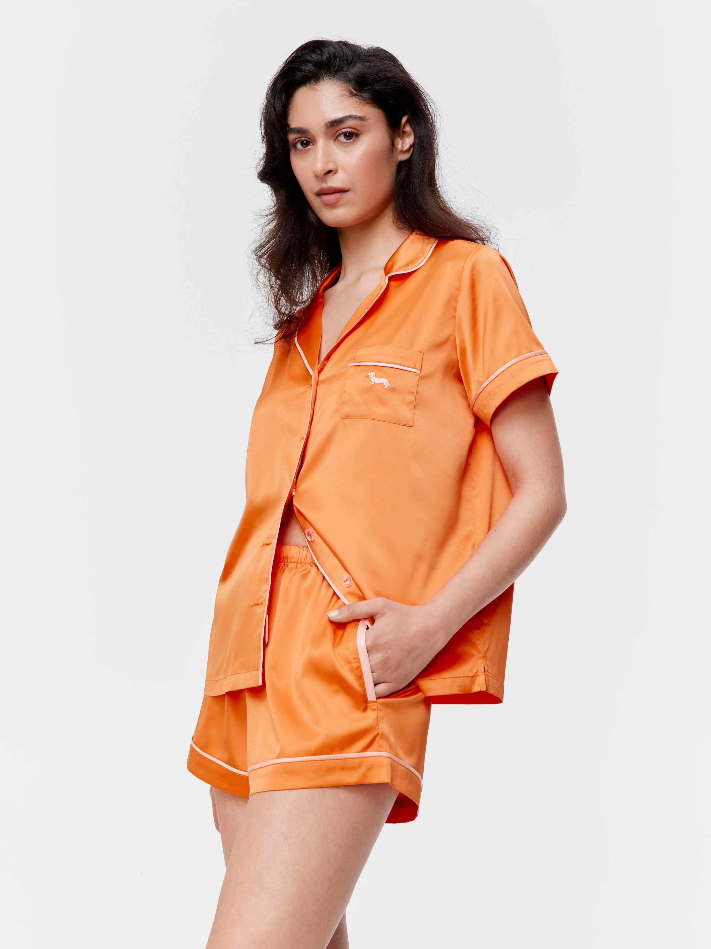 Sunset Chic Satin Shortie Pj Set