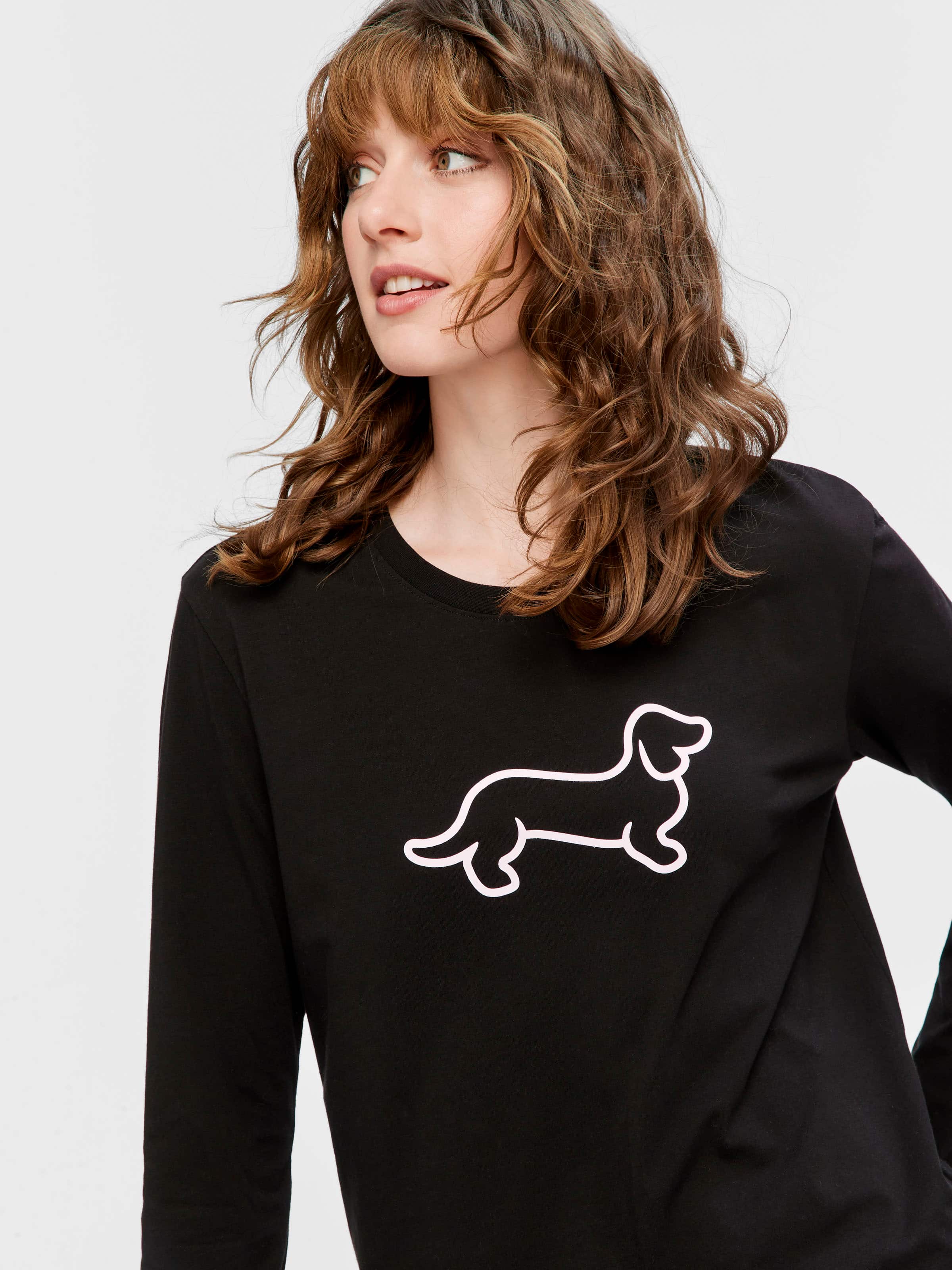 Black Logo Long Sleeve Top