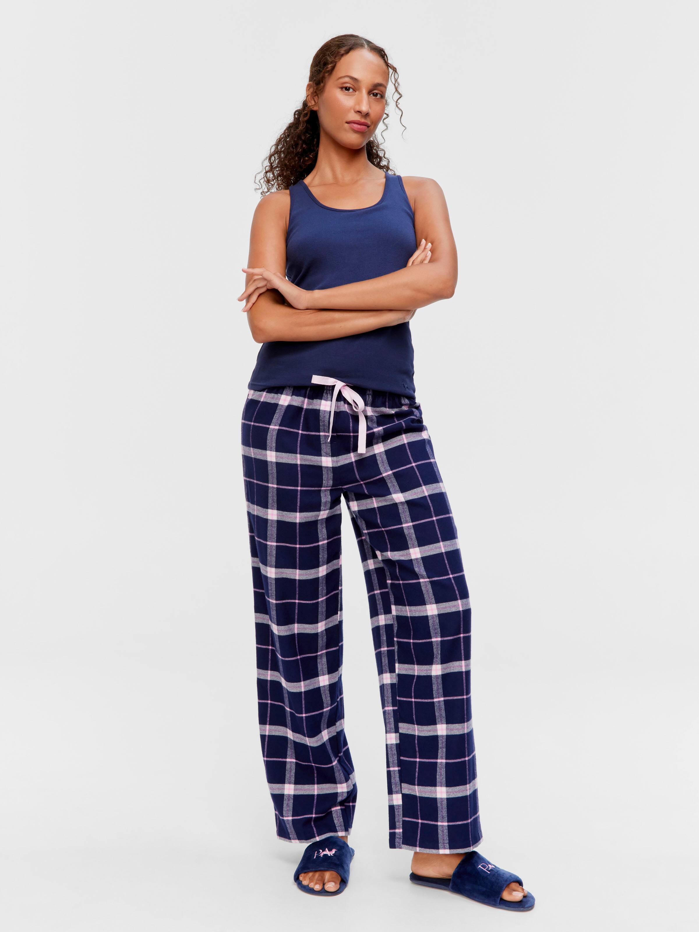 Navy Check 100% Cotton Flannelette Classic Pj Pant