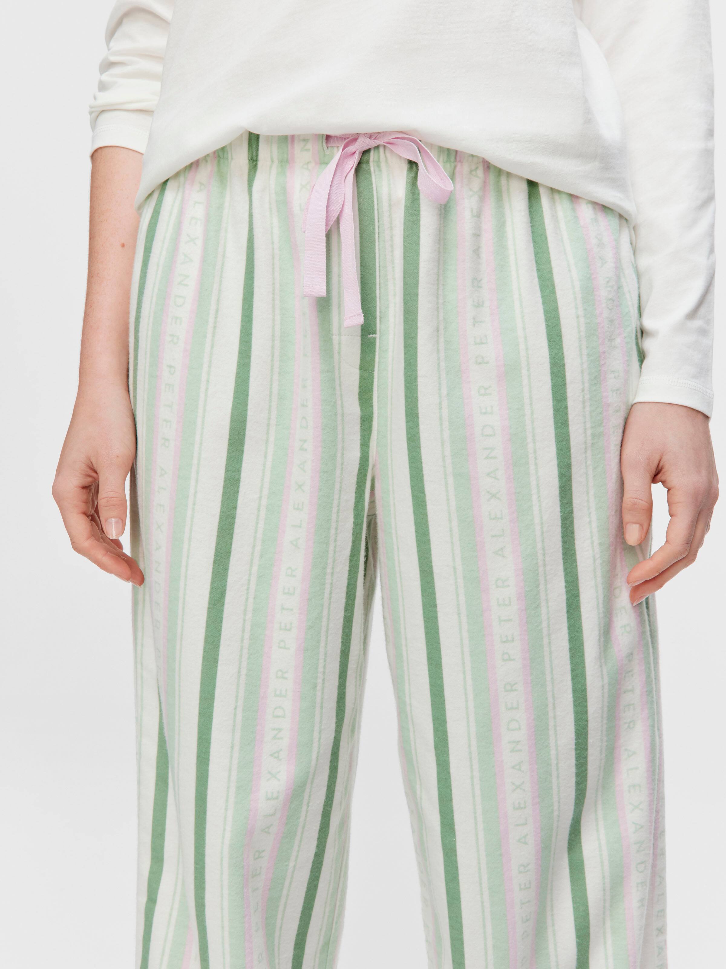 Green Stripe 100% Cotton Flannelette Classic Pj Pant