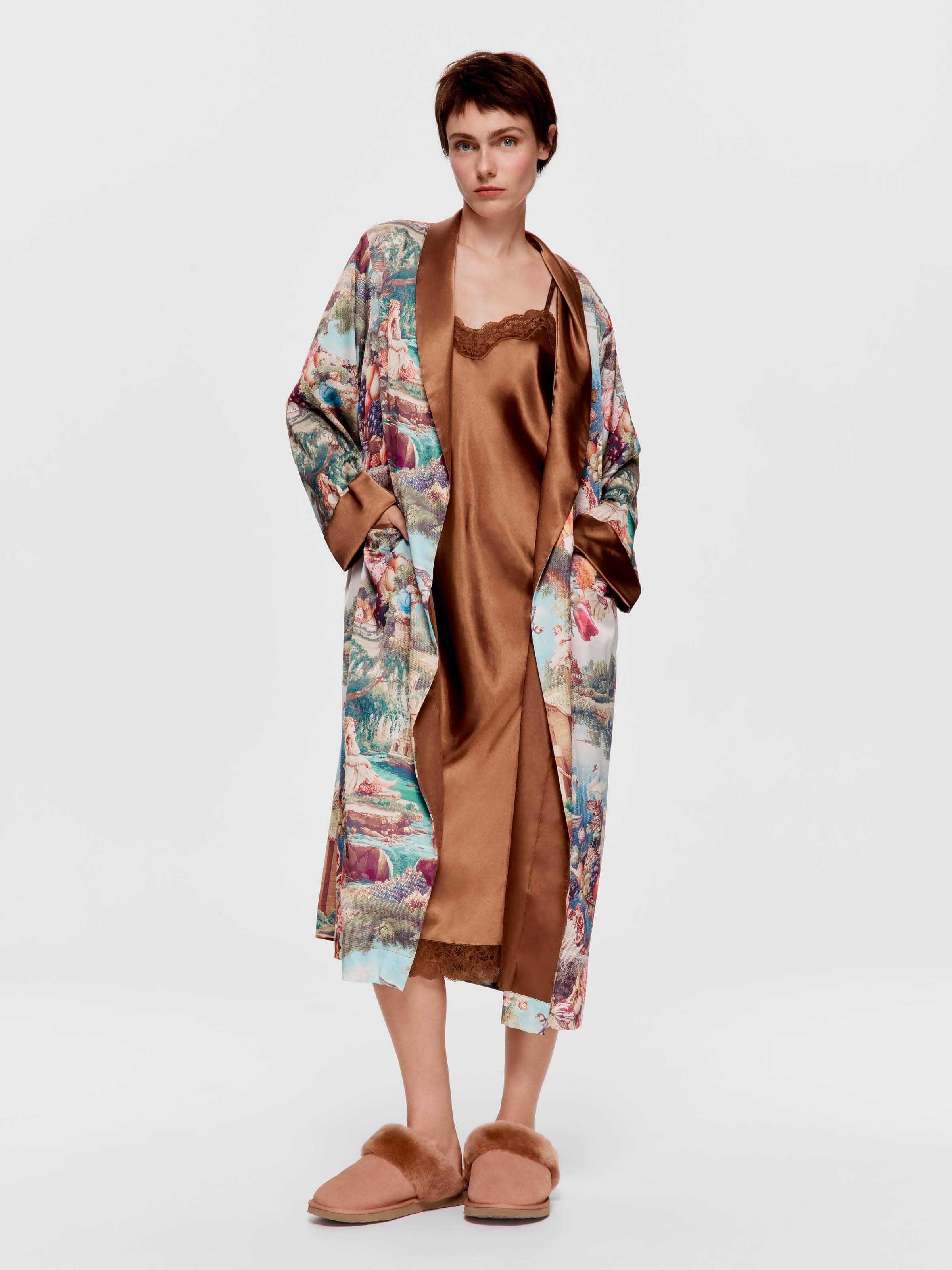 Tapestry Satin Fashion Gown