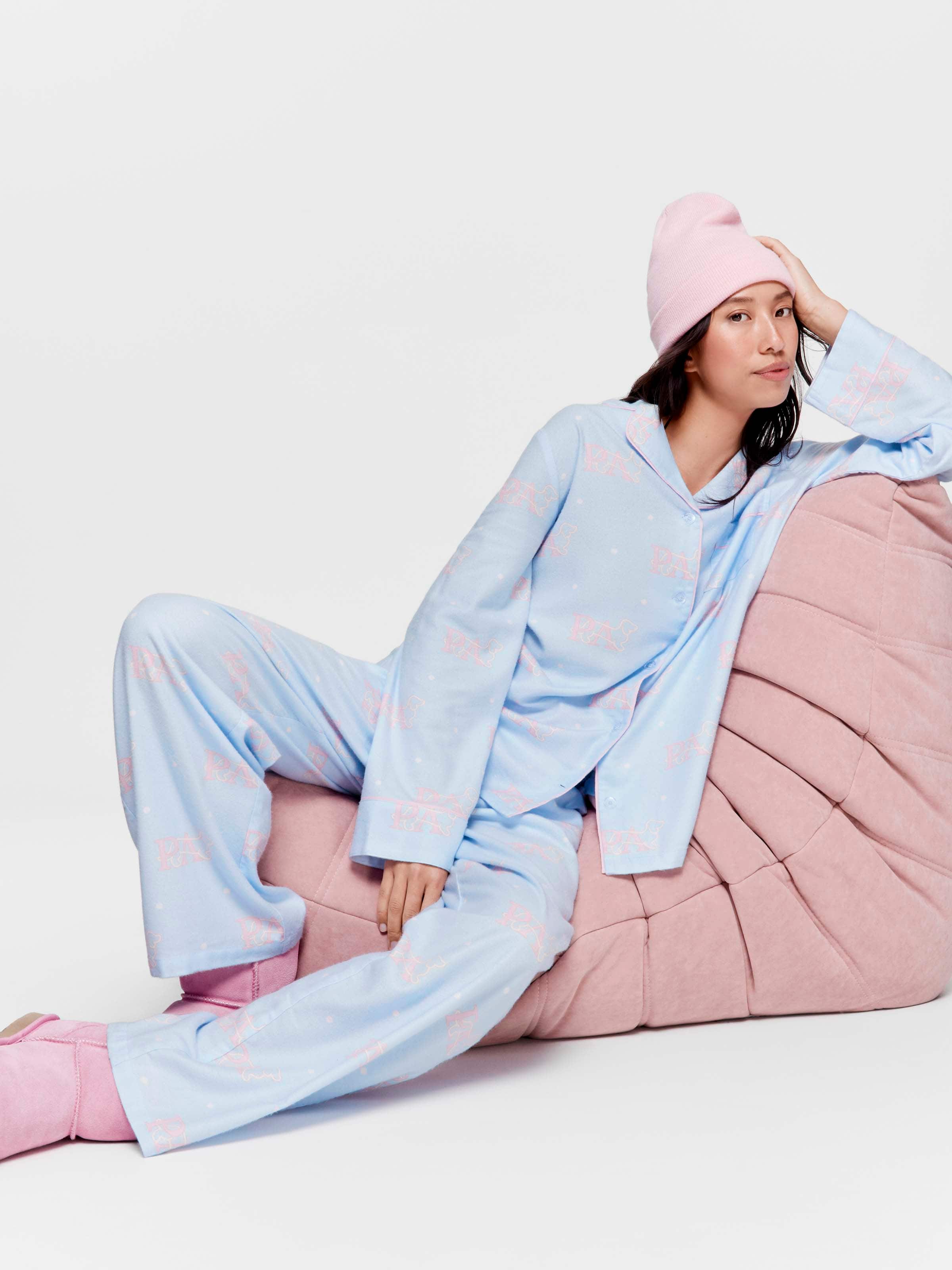 Blue Logo Bamboo Flannelette Classic Pj Set - Peter Alexander Online