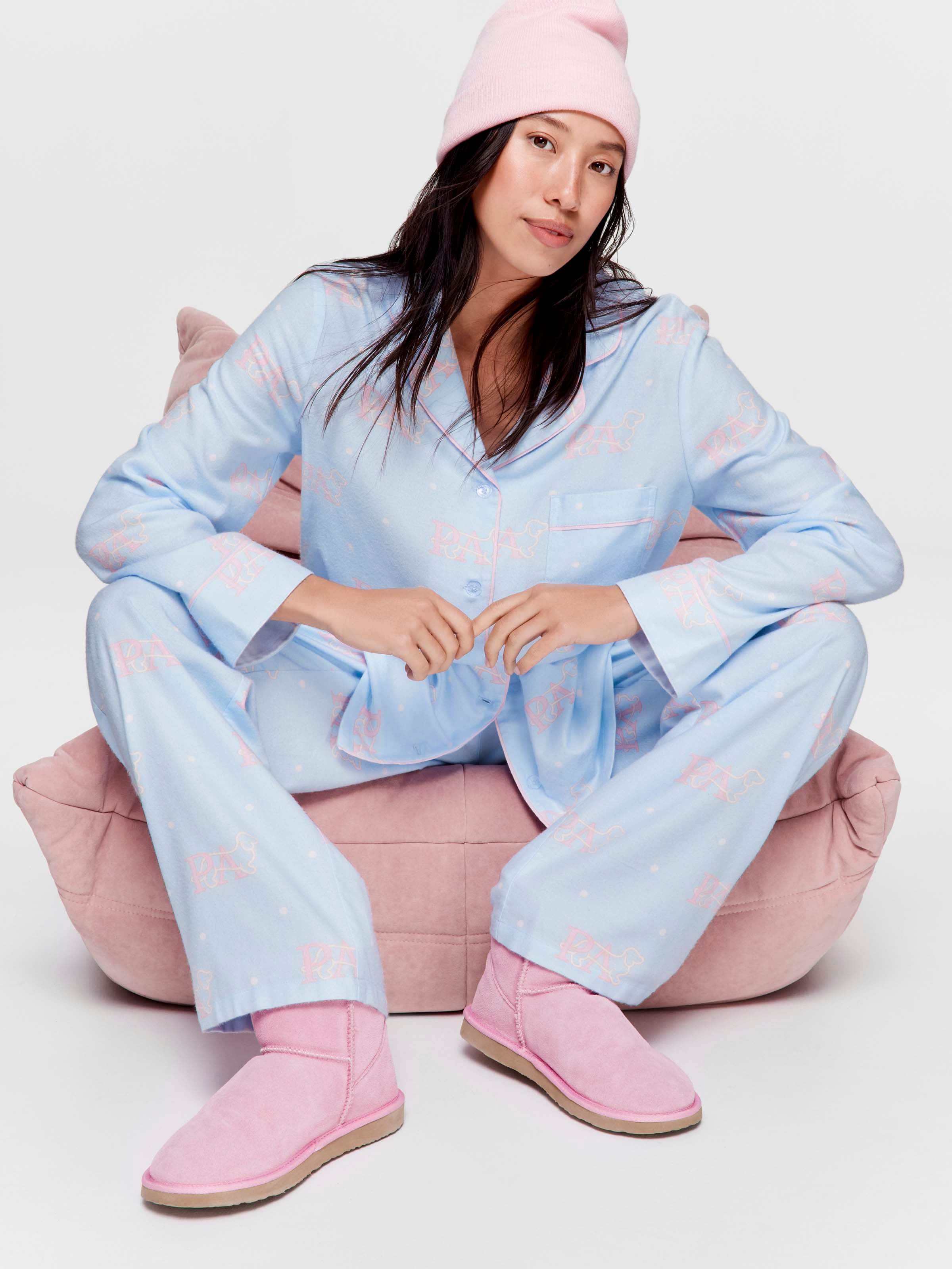 Blue Logo Bamboo Flannelette Classic Pj Set - Peter Alexander Online