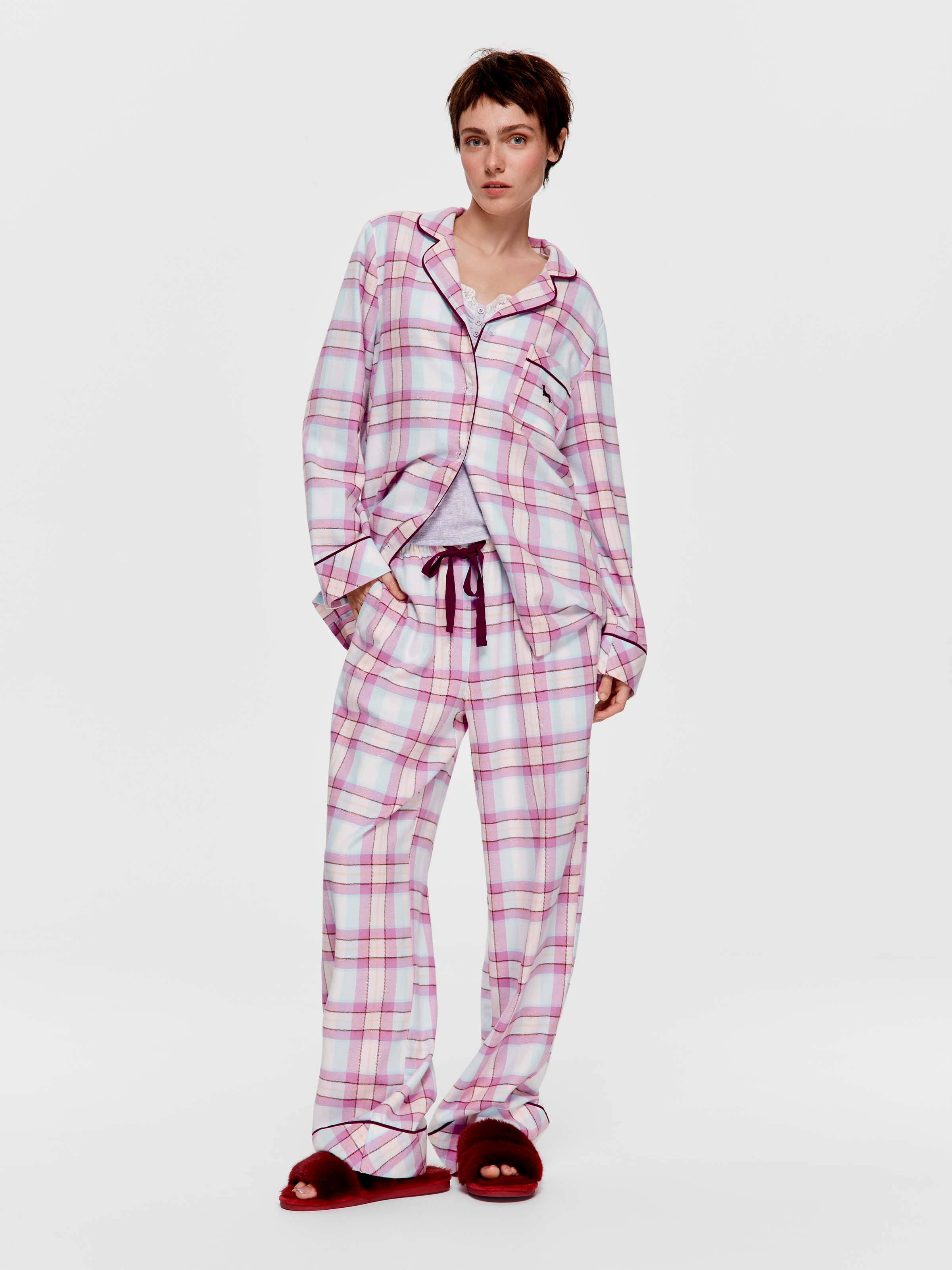 Pretty Check 100% Cotton Flannelette Classic Pj Set