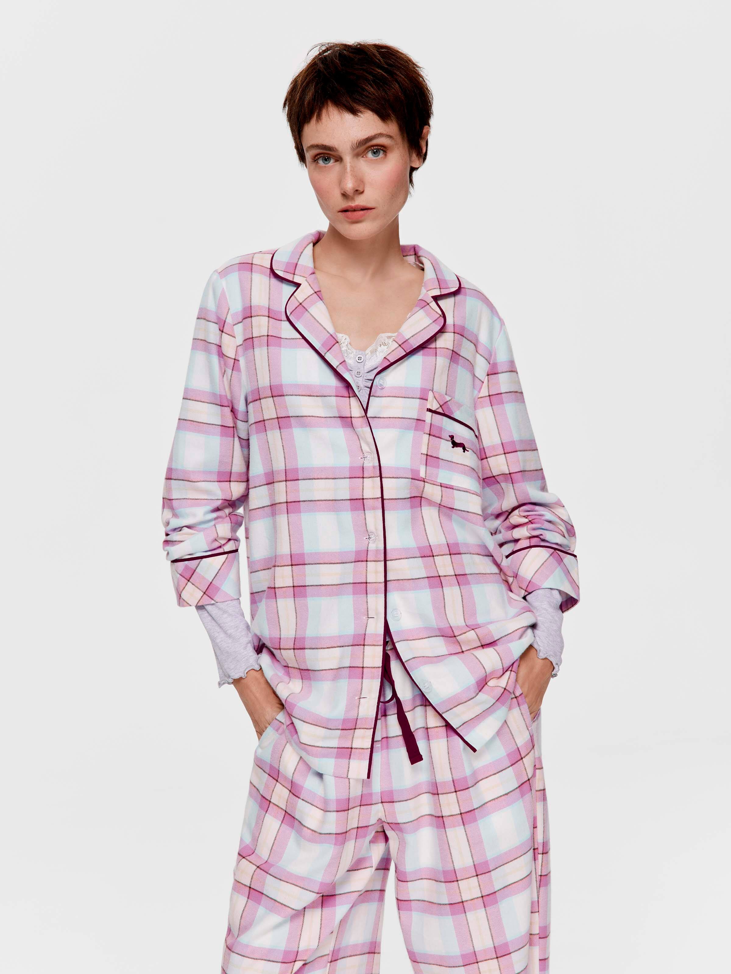 Pretty Check 100% Cotton Flannelette Classic Pj Set