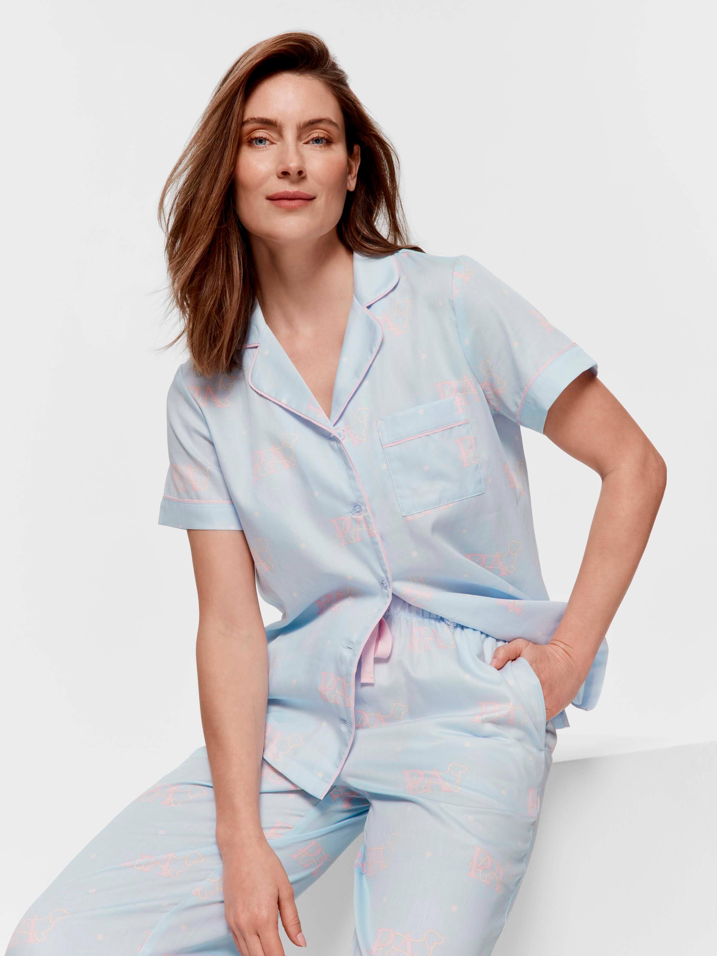 Blue Logo 100% Cotton Short Sleeve & Pant Pj Set