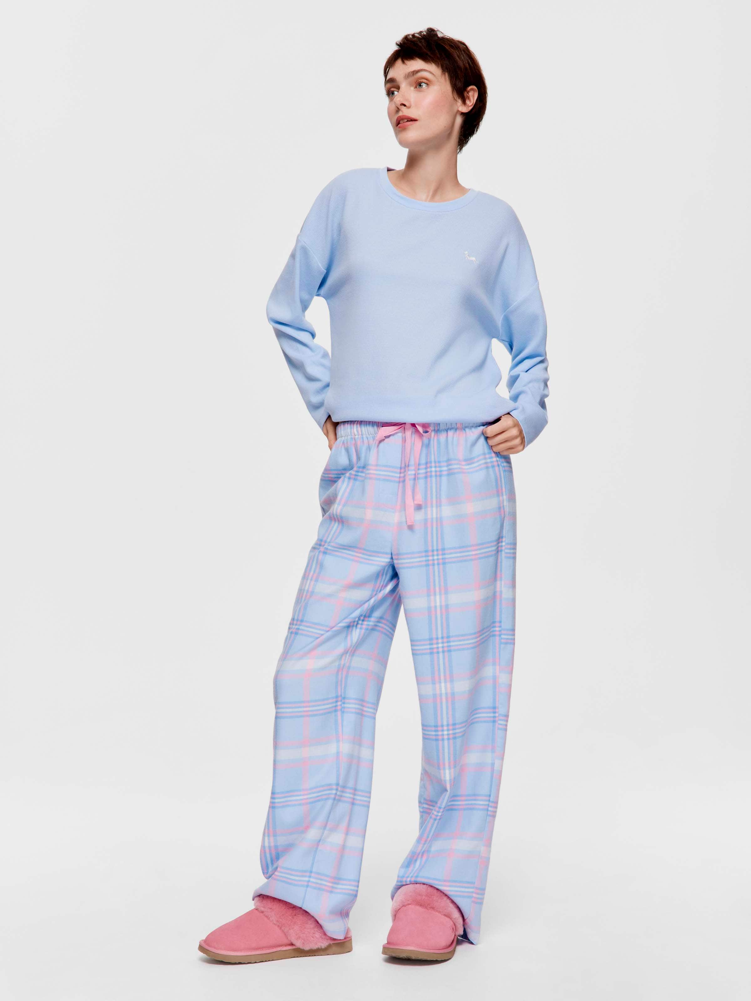 Cornflower Check 100% Cotton Flannelette Classic Pj Pant