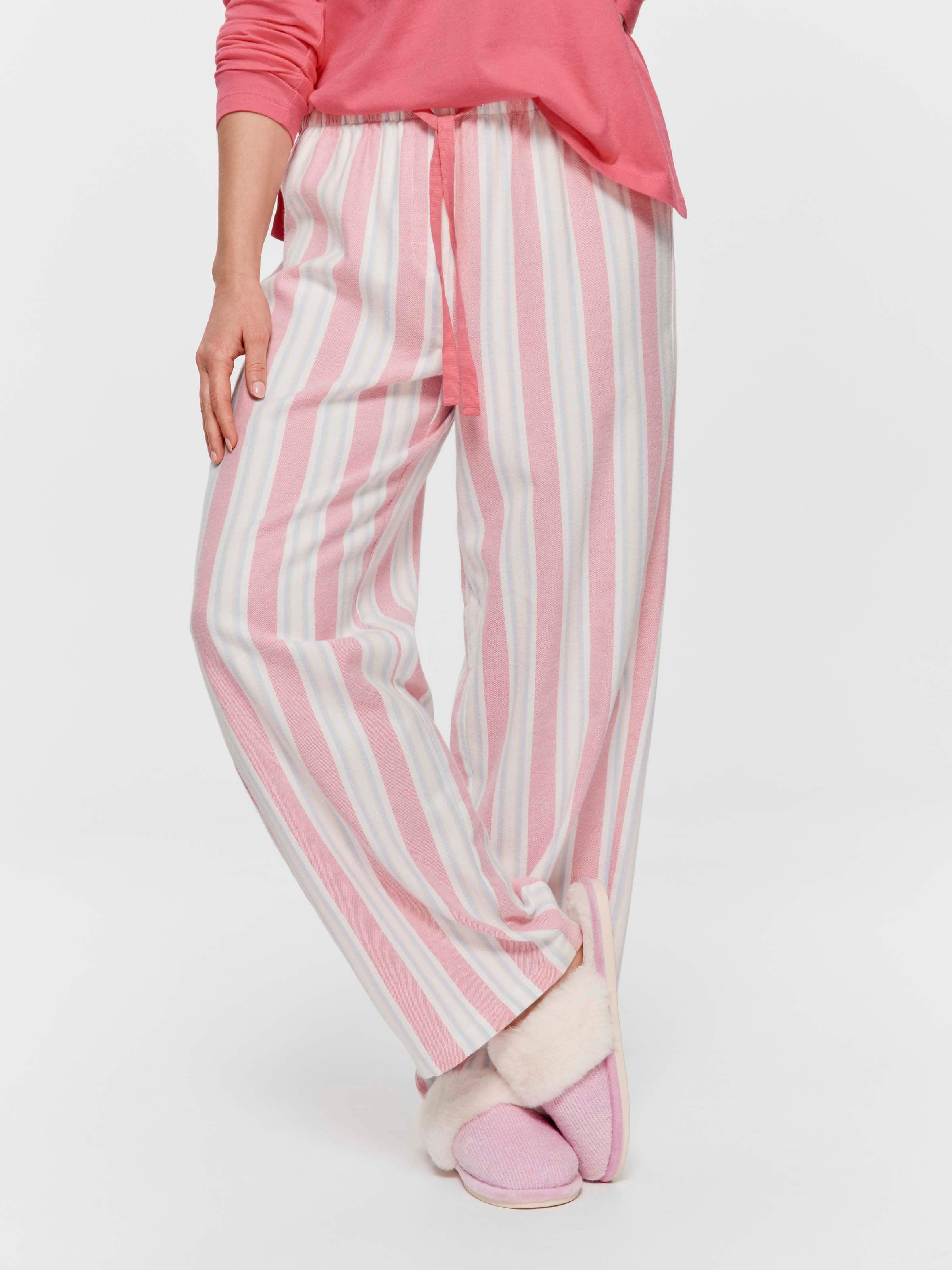Hot Pink Stripe 100% Cotton Flannelette Classic Pj Pant