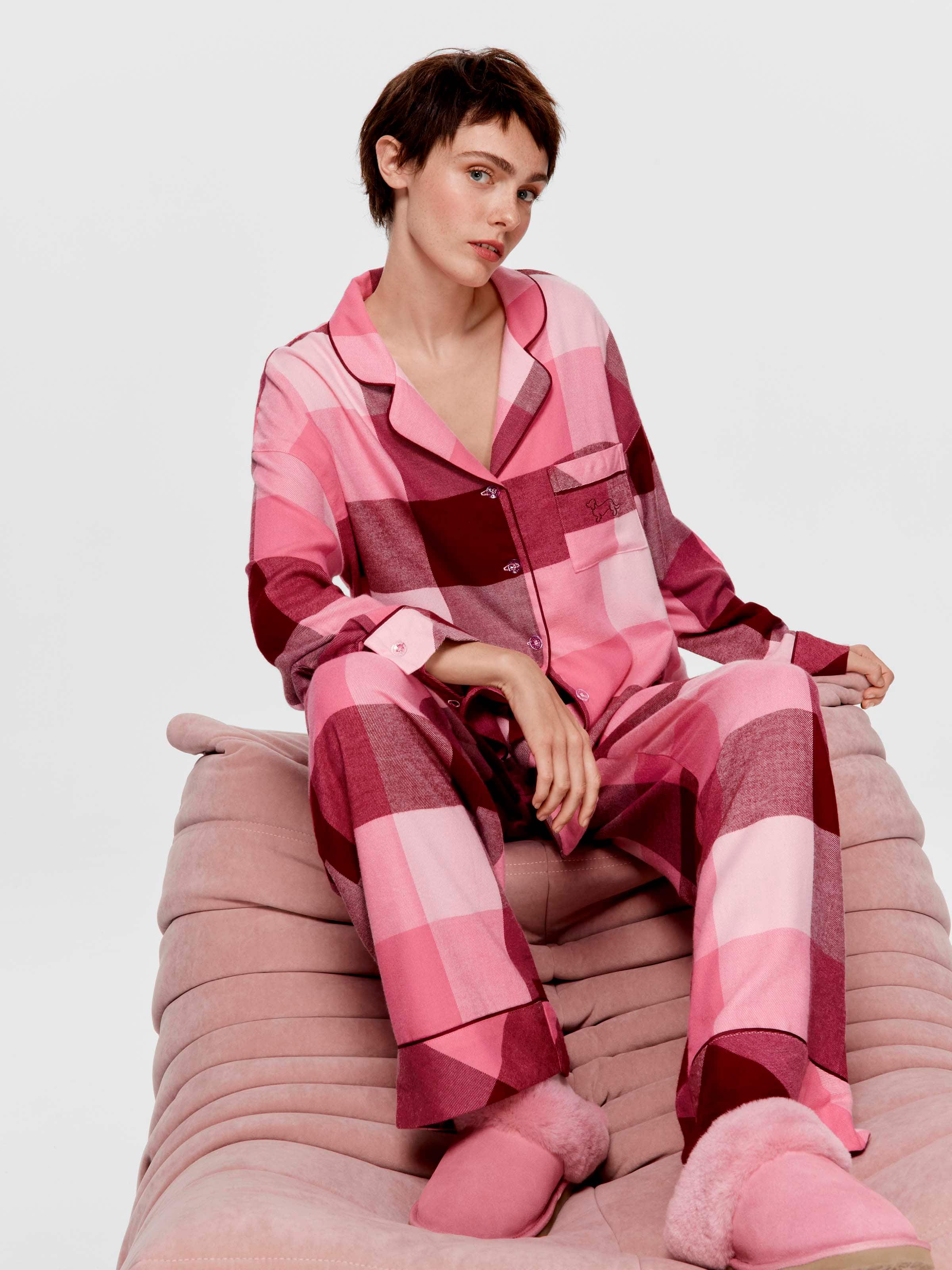 Wine Buffalo Check Bamboo Flannelette Pj Set