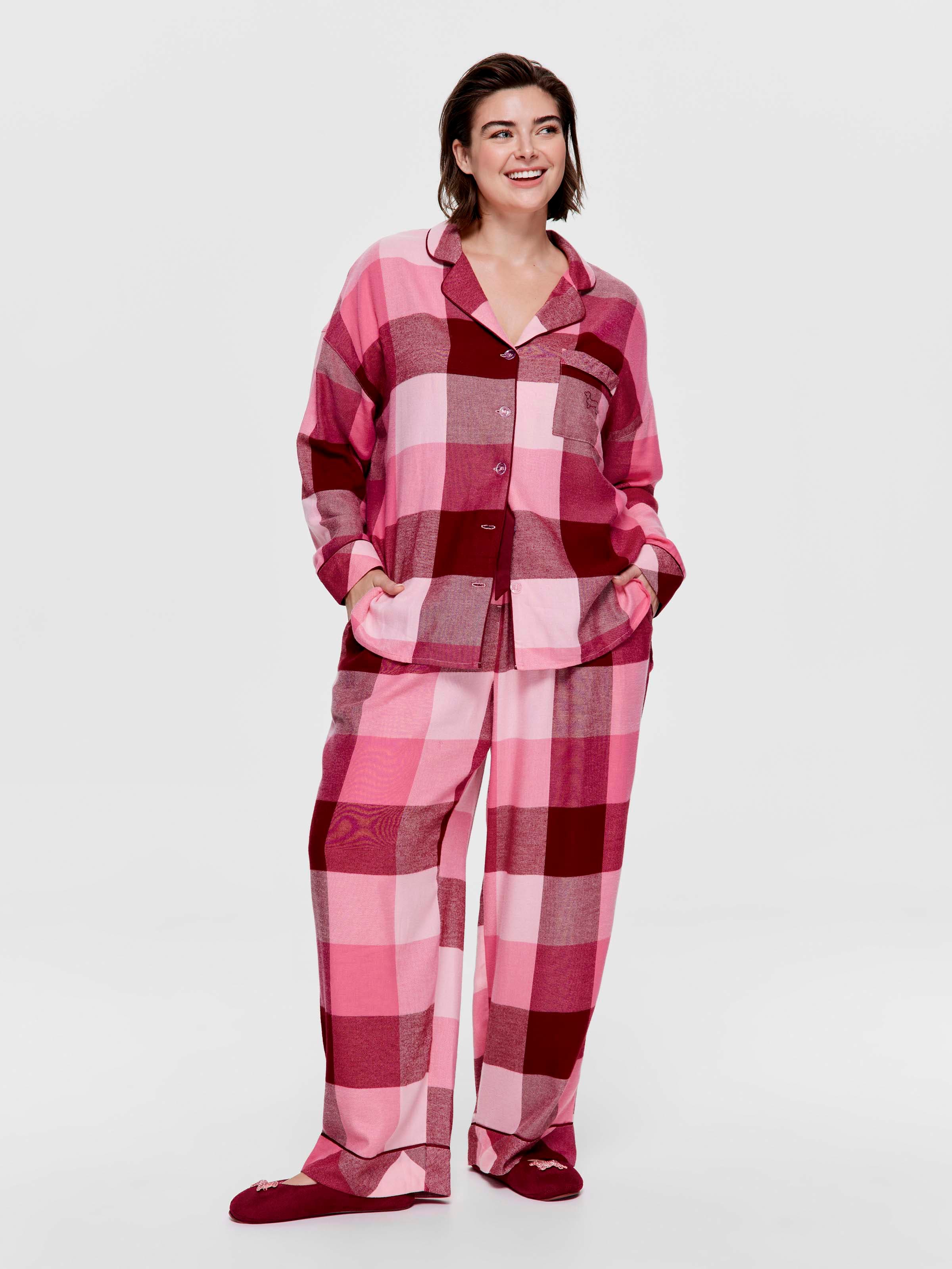 P.A. Plus Wine Buffalo Check Bamboo Flannelette Pj Set