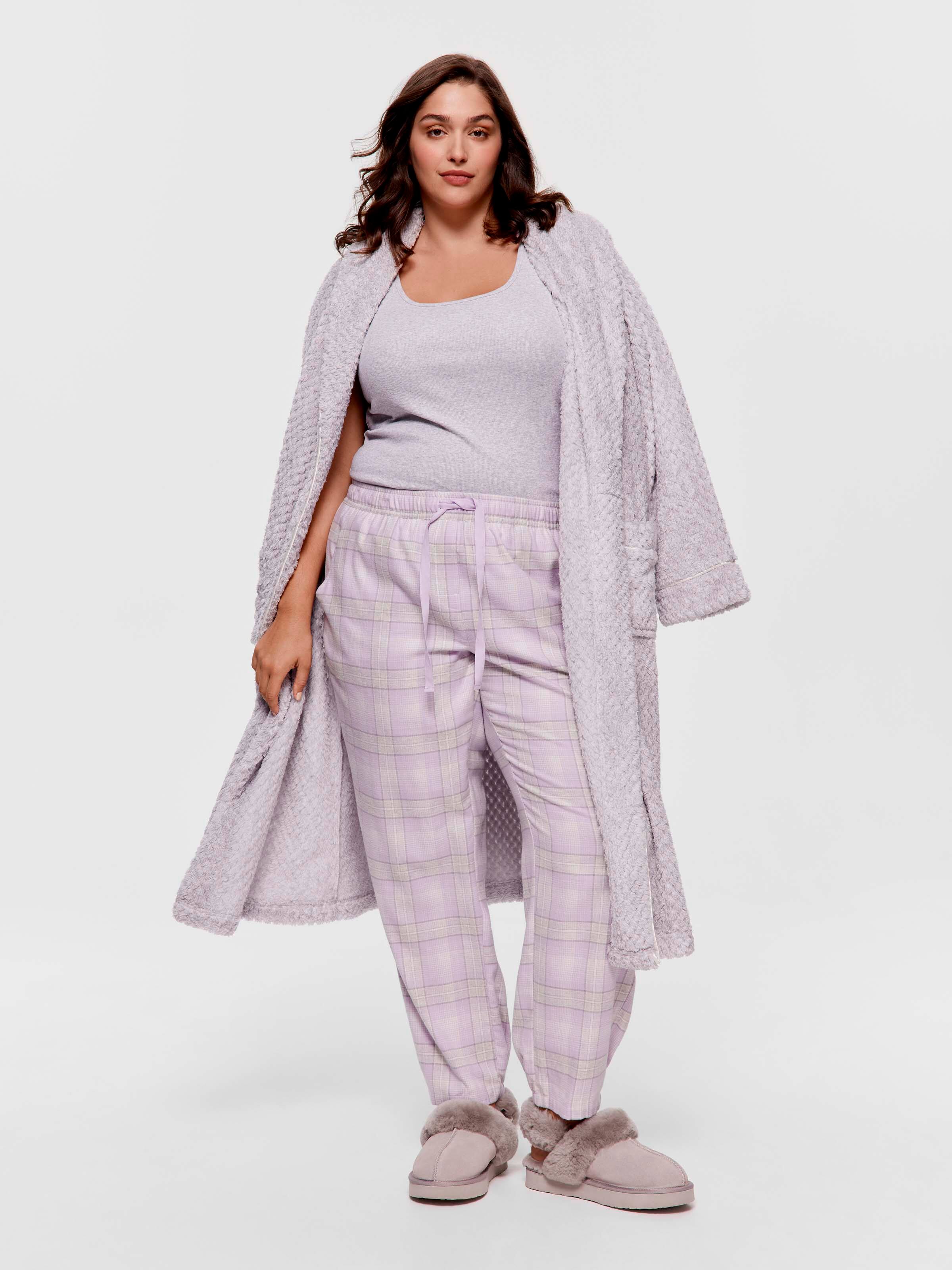P.A. Plus Lilac 100% Cotton Flannelette Tapered Pj Pant