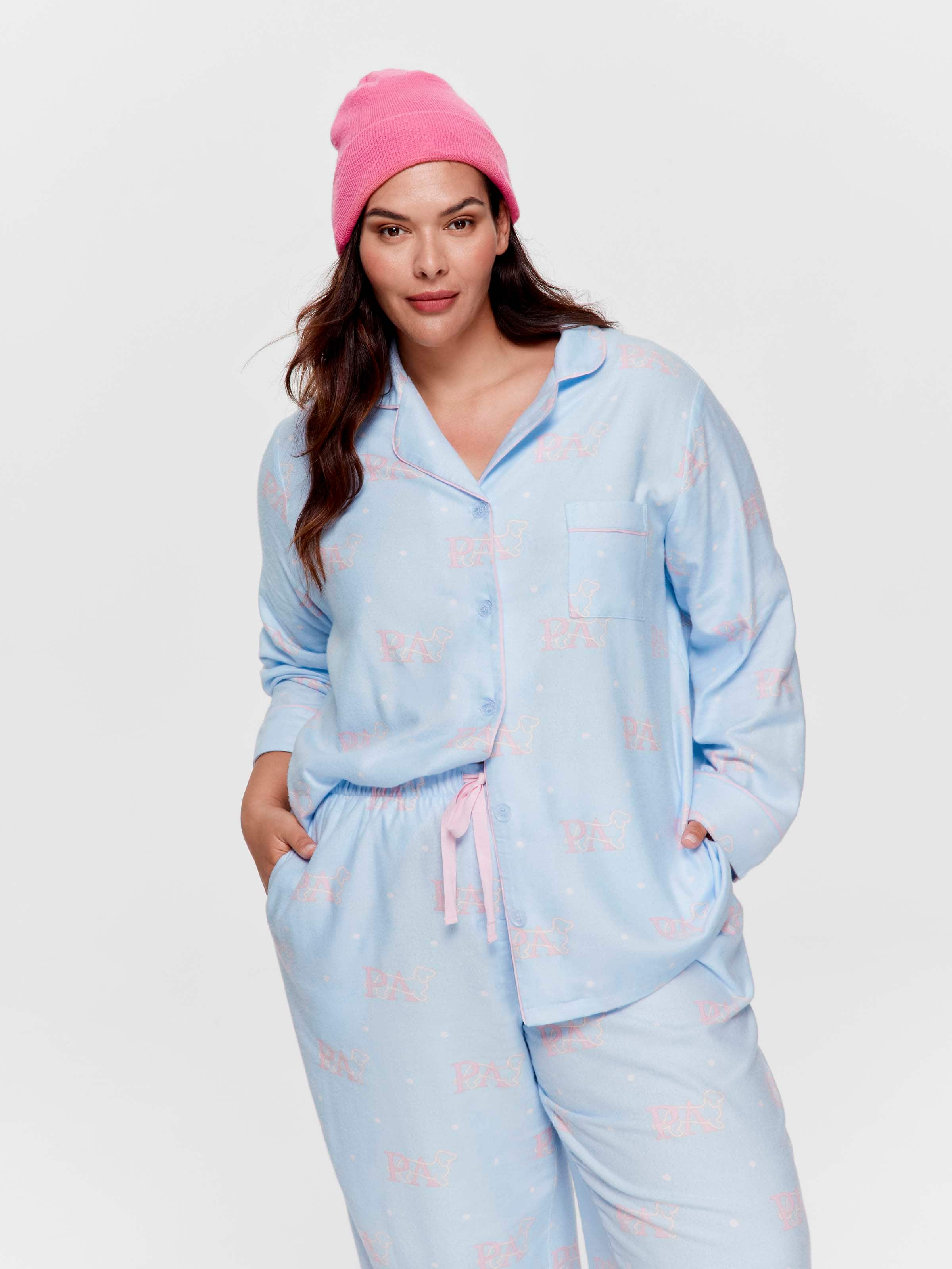 P.A. Plus Blue Logo Bamboo Flannelette Classic Pj Set