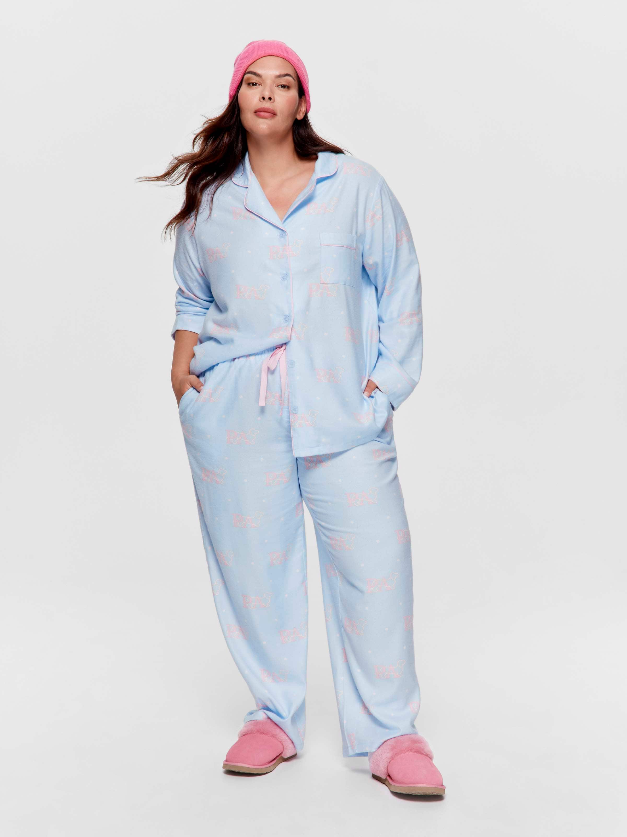 P.A. Plus Blue Logo Bamboo Flannelette Classic Pj Set