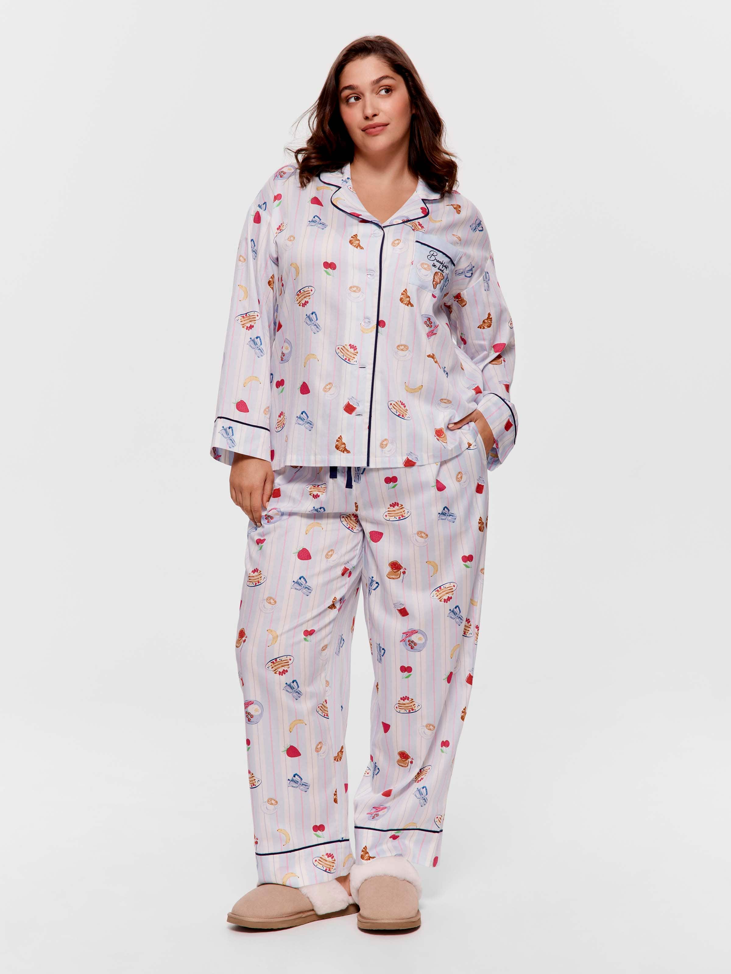 P.A. Plus Breakfast In Bed 100% Cotton Classic Pj Set