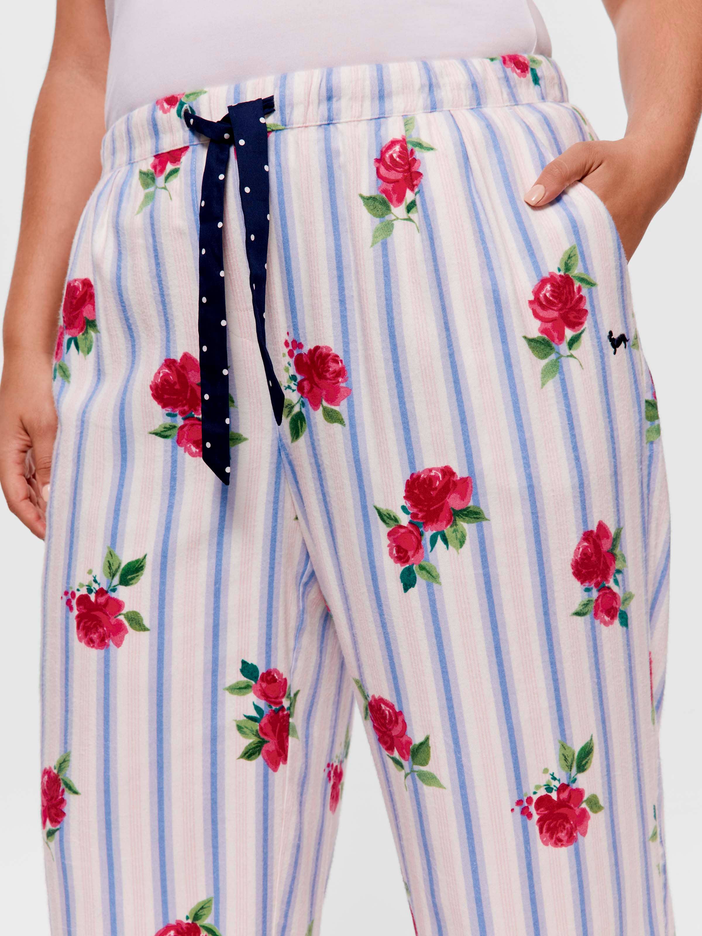 P.A. Plus Floral Stripe Bamboo Flannelette Wide Leg Pj Pant