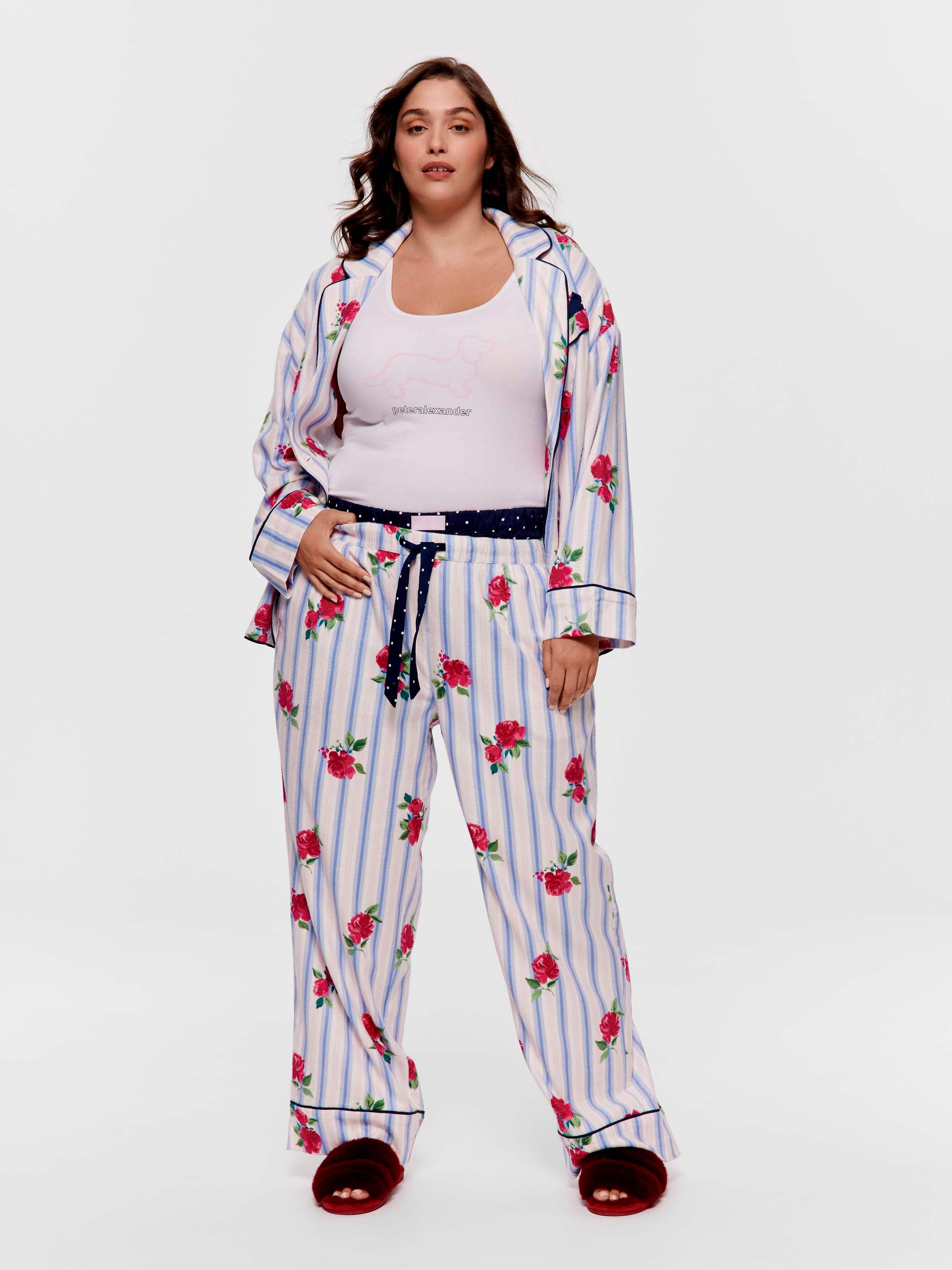 P.A. Plus Floral Stripe Bamboo Flannelette Wide Leg Pj Pant