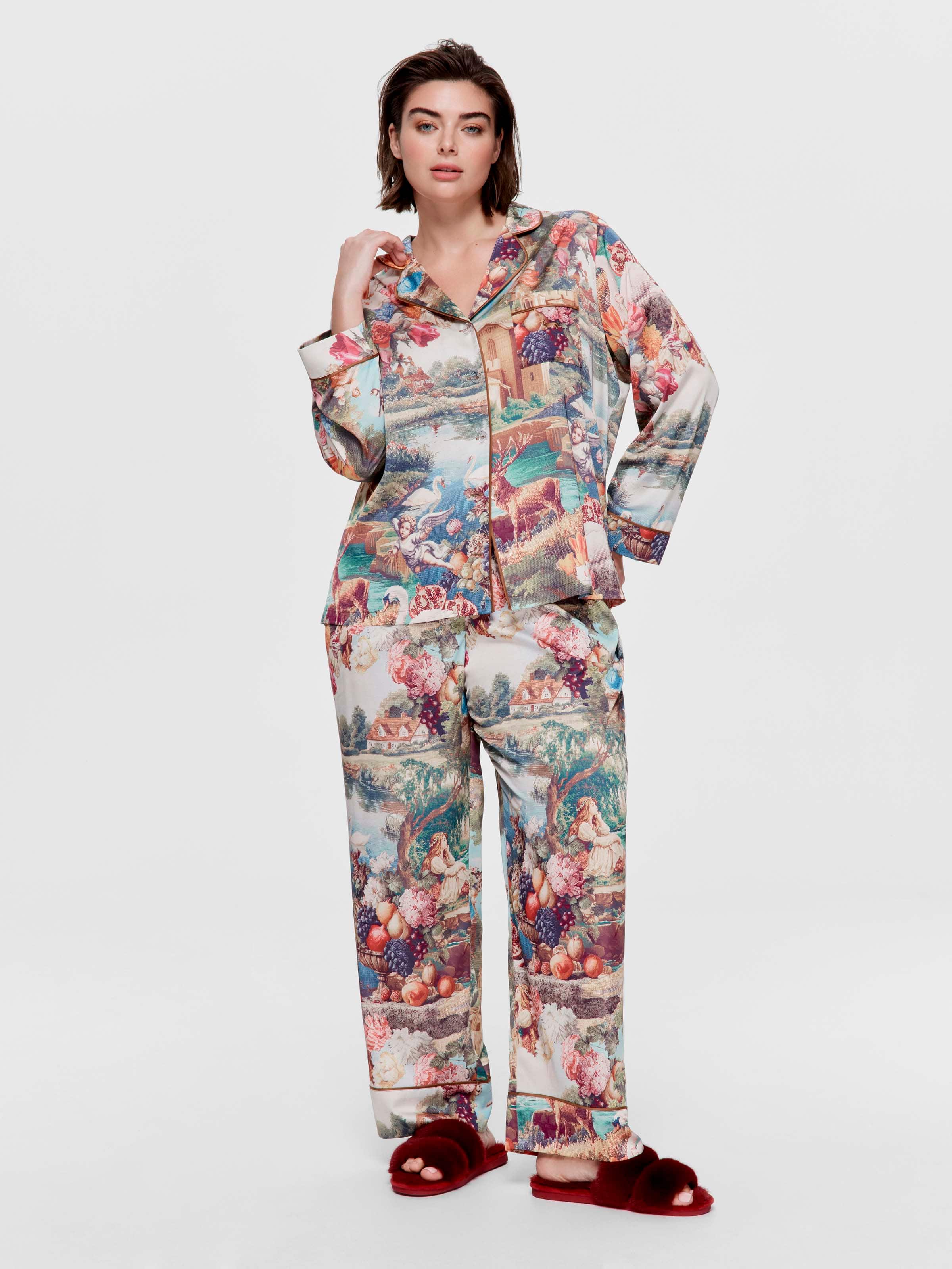 P.A. Plus Tapestry Chic Satin Long Pj Set
