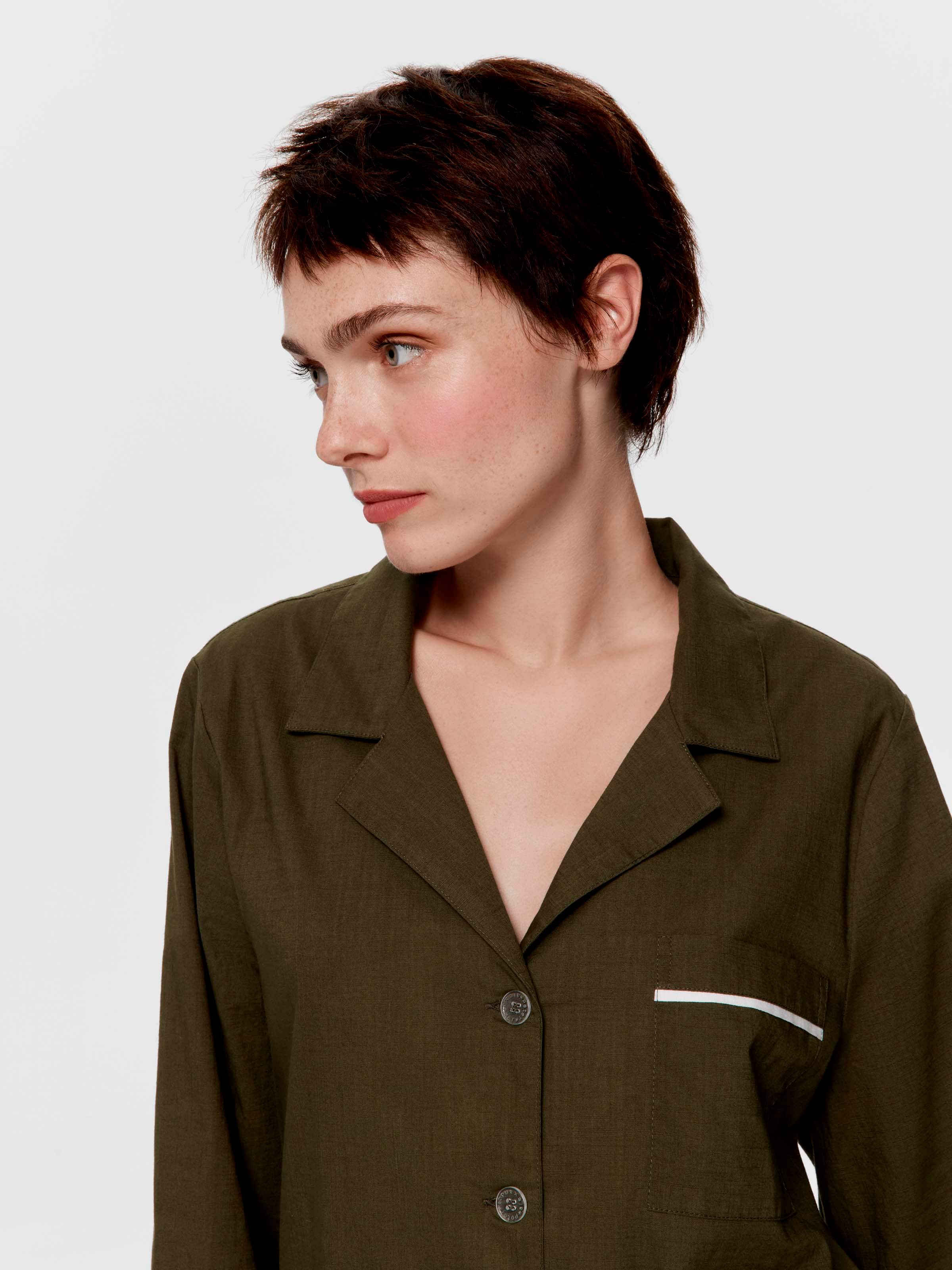 Olive 100% Cotton Long Sleeve Shirt