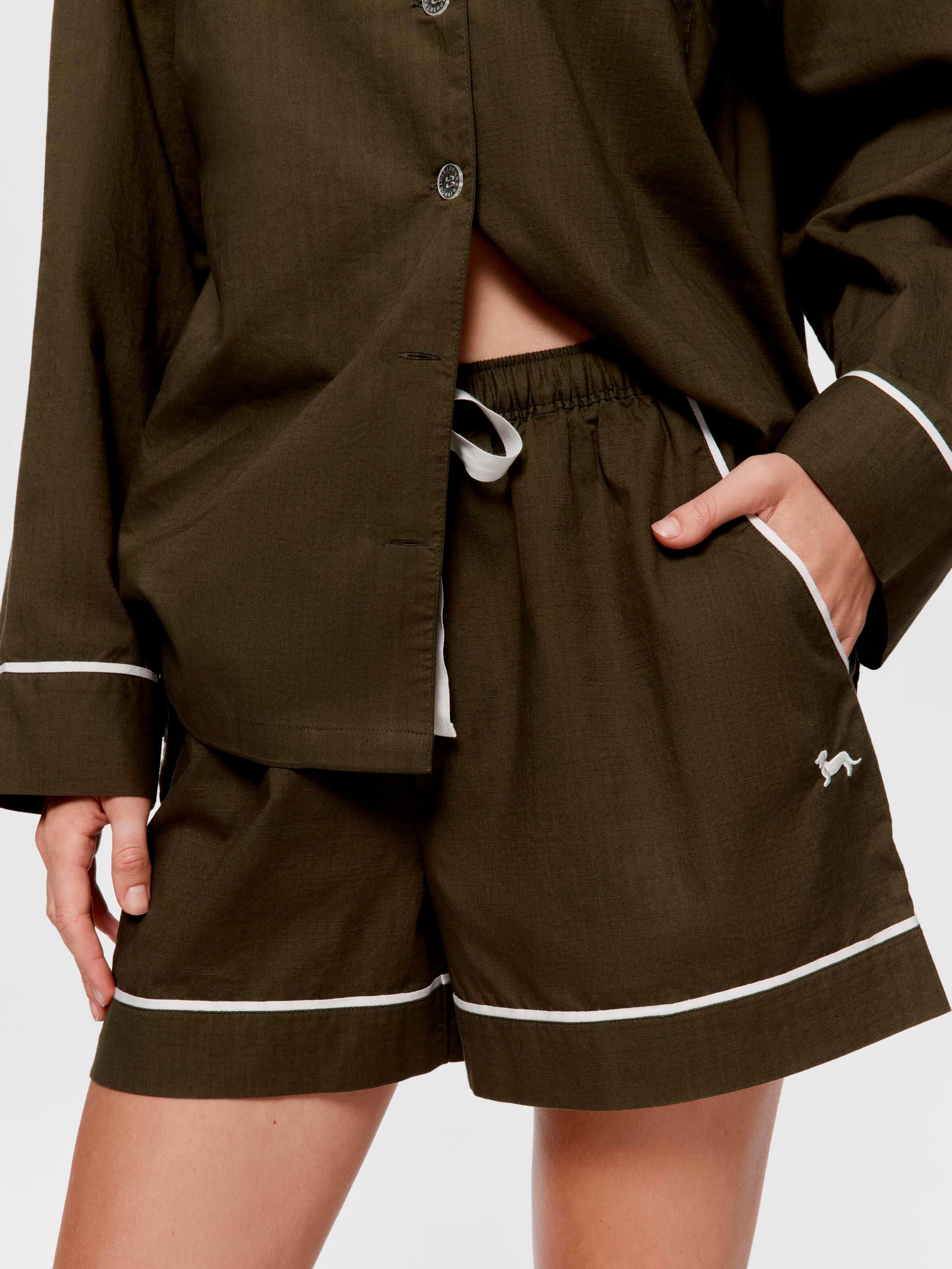 Olive 100% Cotton Mid Short