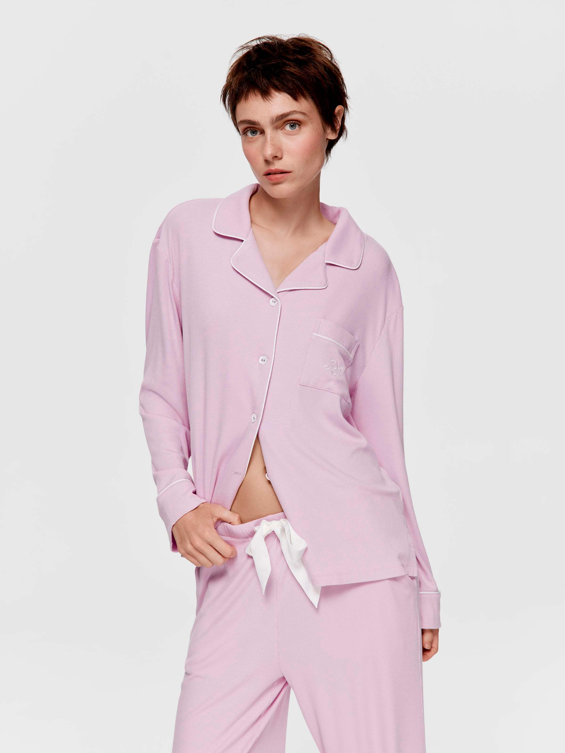 Lilac Bamboo Rib Long Pj Set - Peter Alexander Online