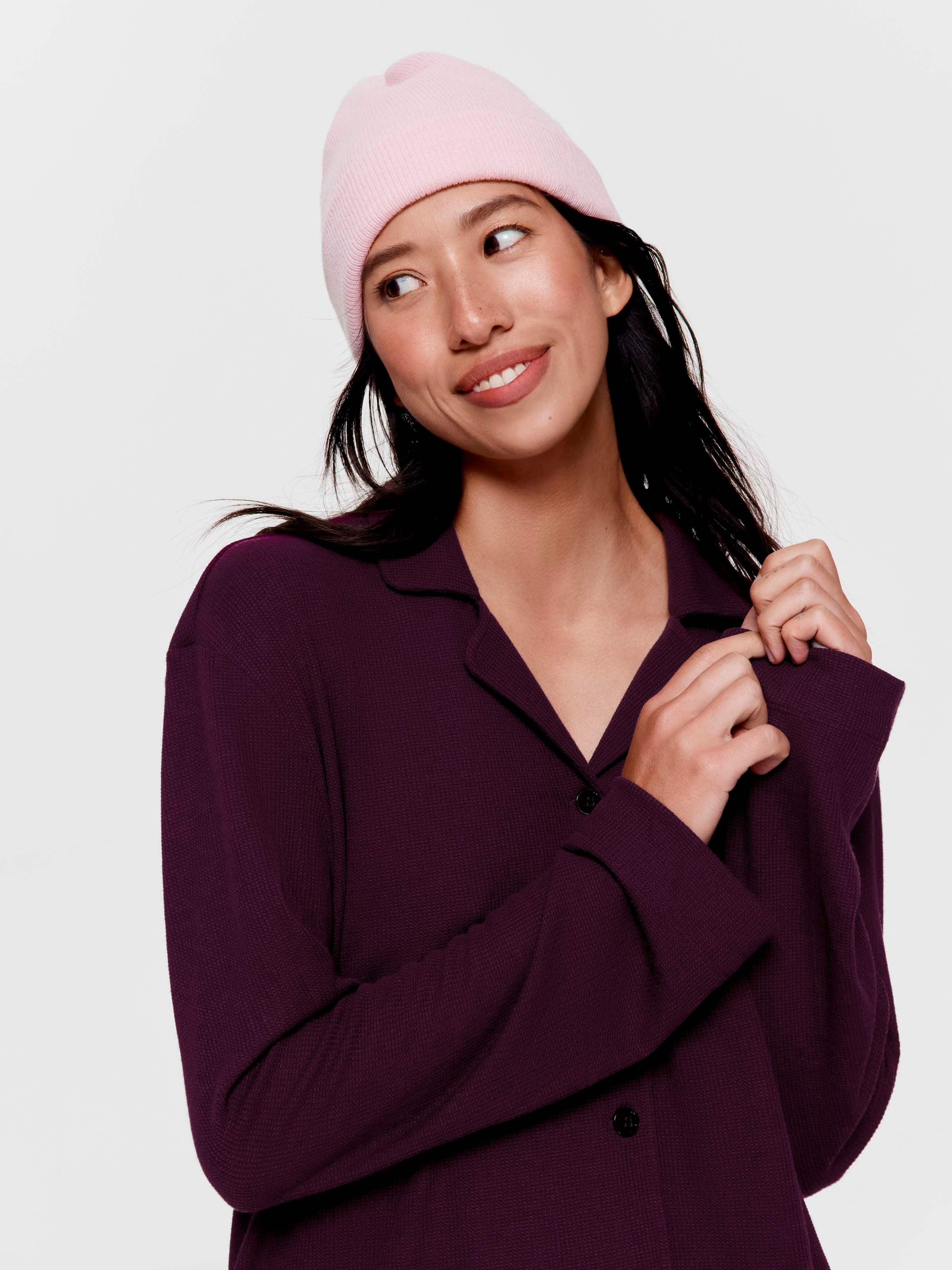 Plum Waffle Long Sleeve Shirt