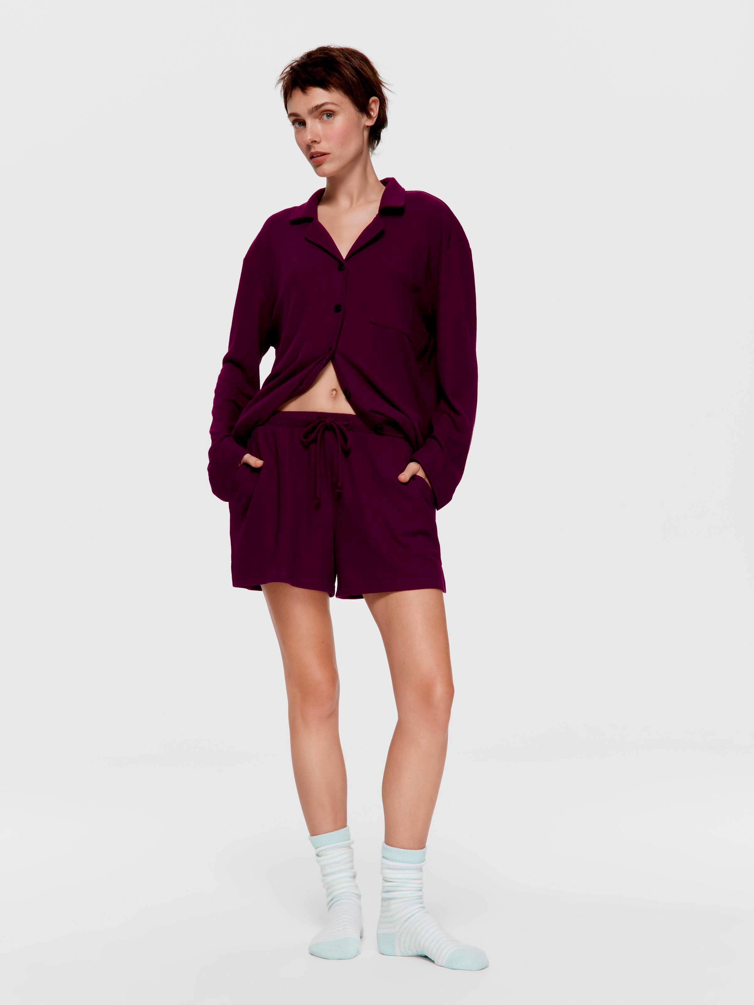 Plum Waffle Mid Short