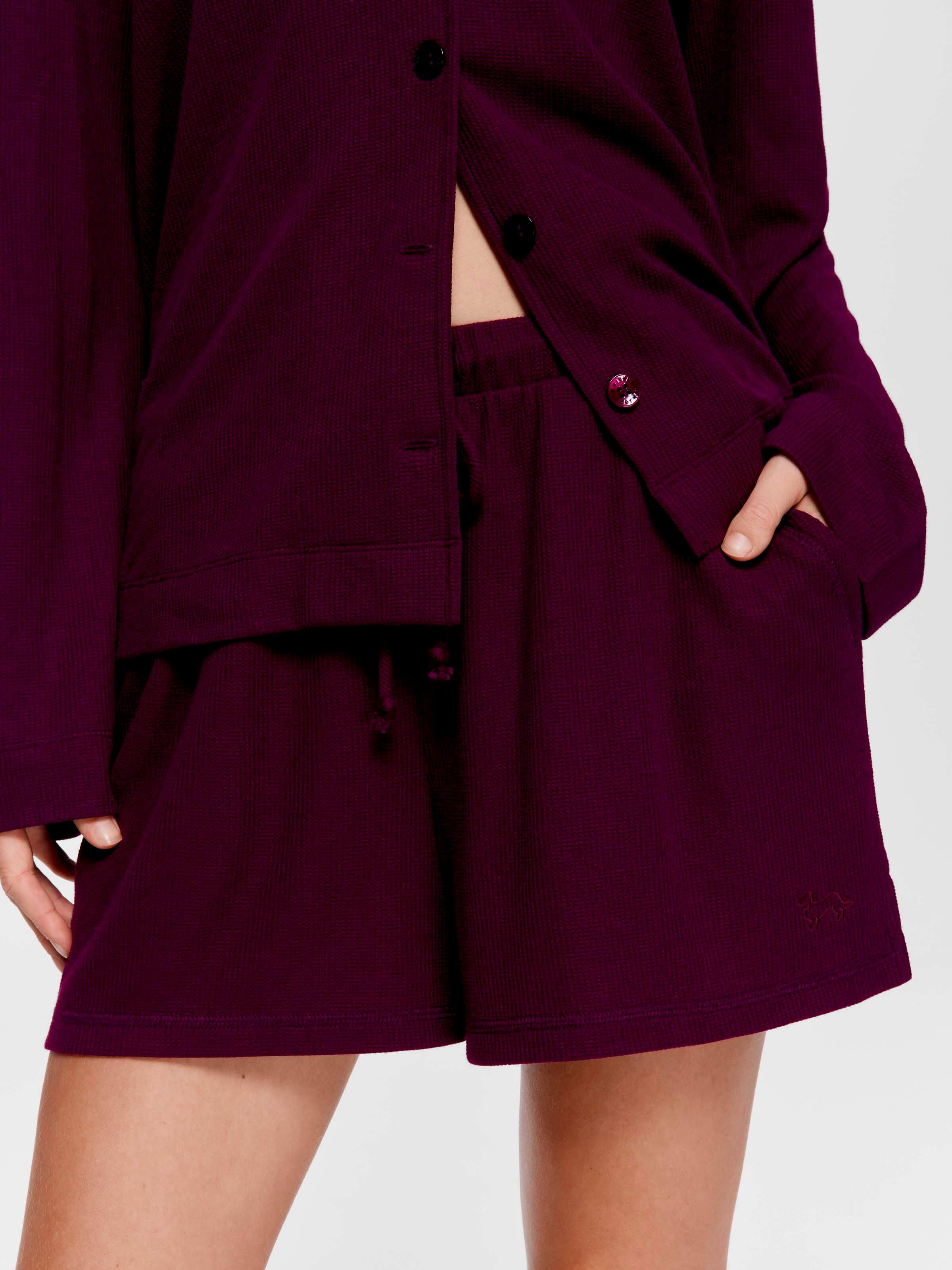 Plum Waffle Mid Short