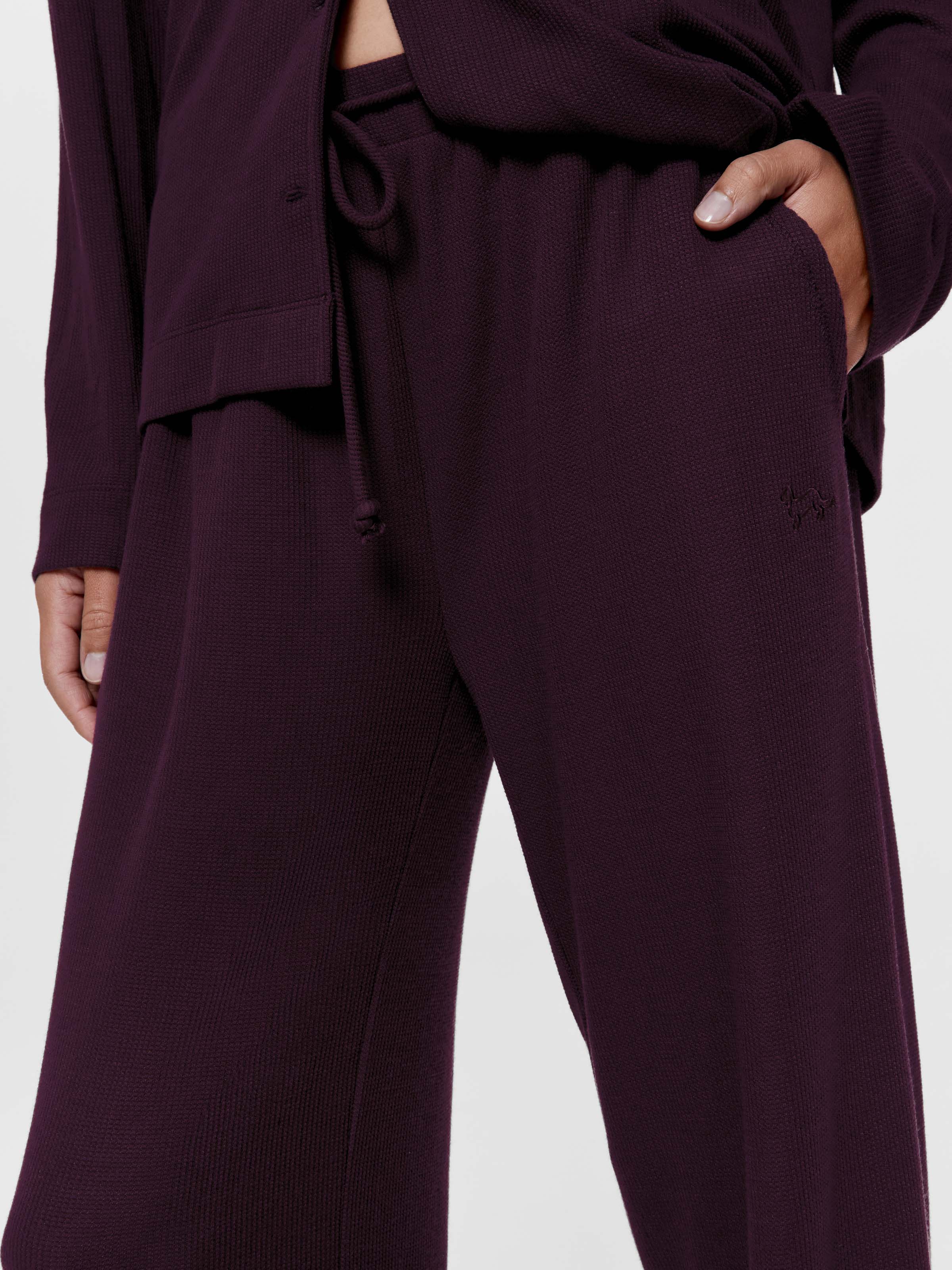 Plum Waffle Straight Leg Pj Pant