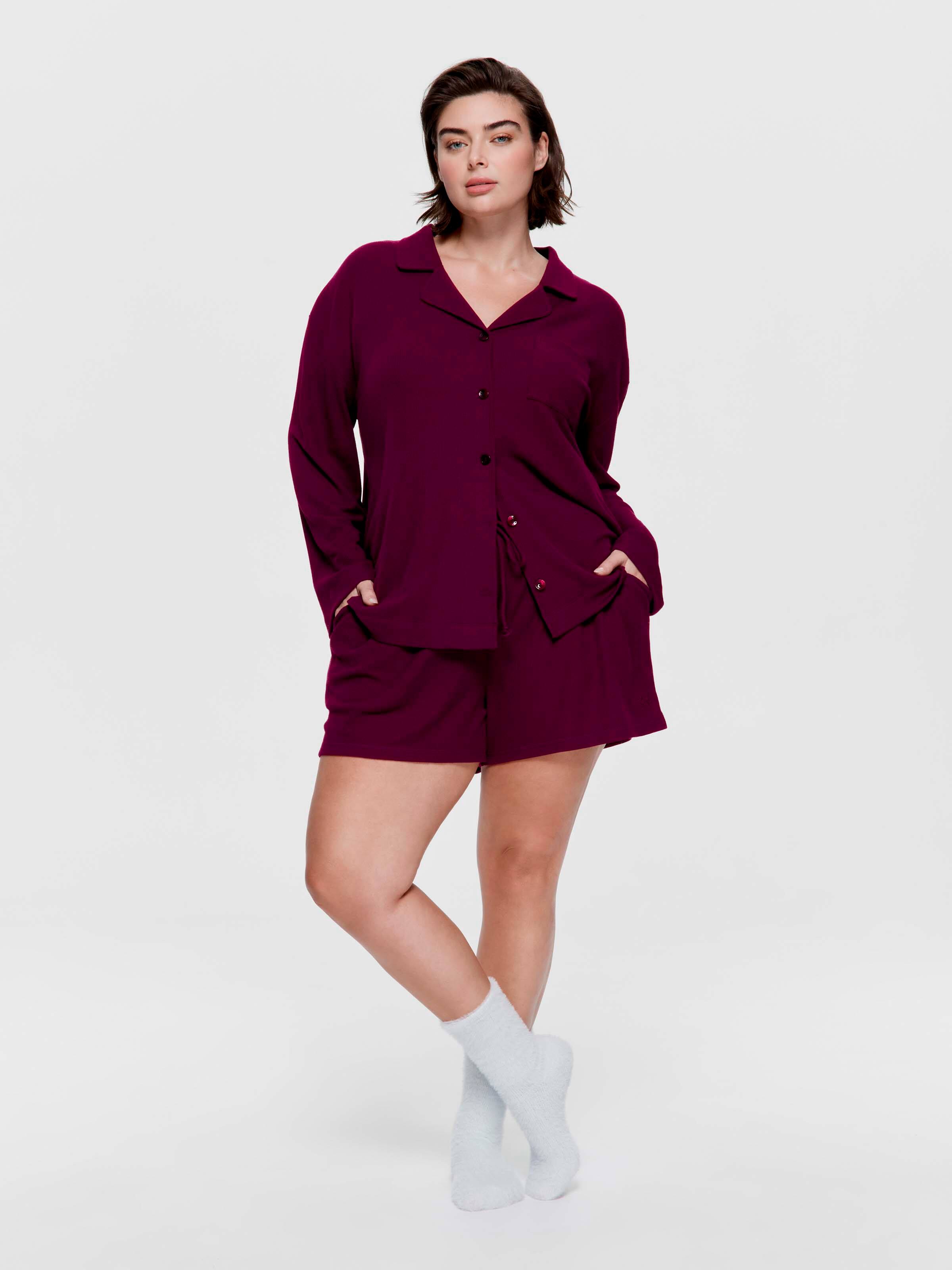 P.A. Plus Plum Waffle Mid Short