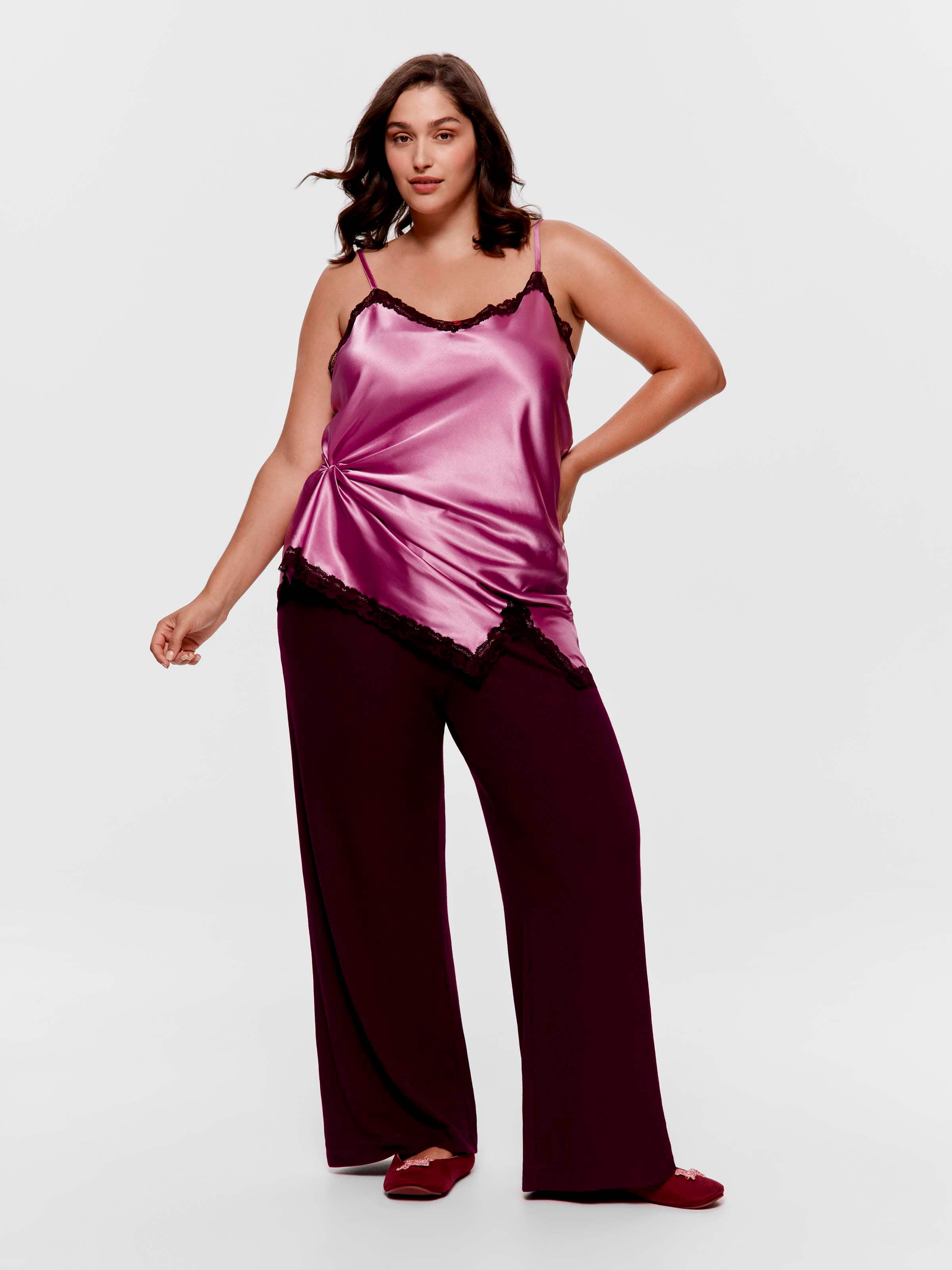 P.A. Plus Plum Waffle Straight Leg Pj Pant
