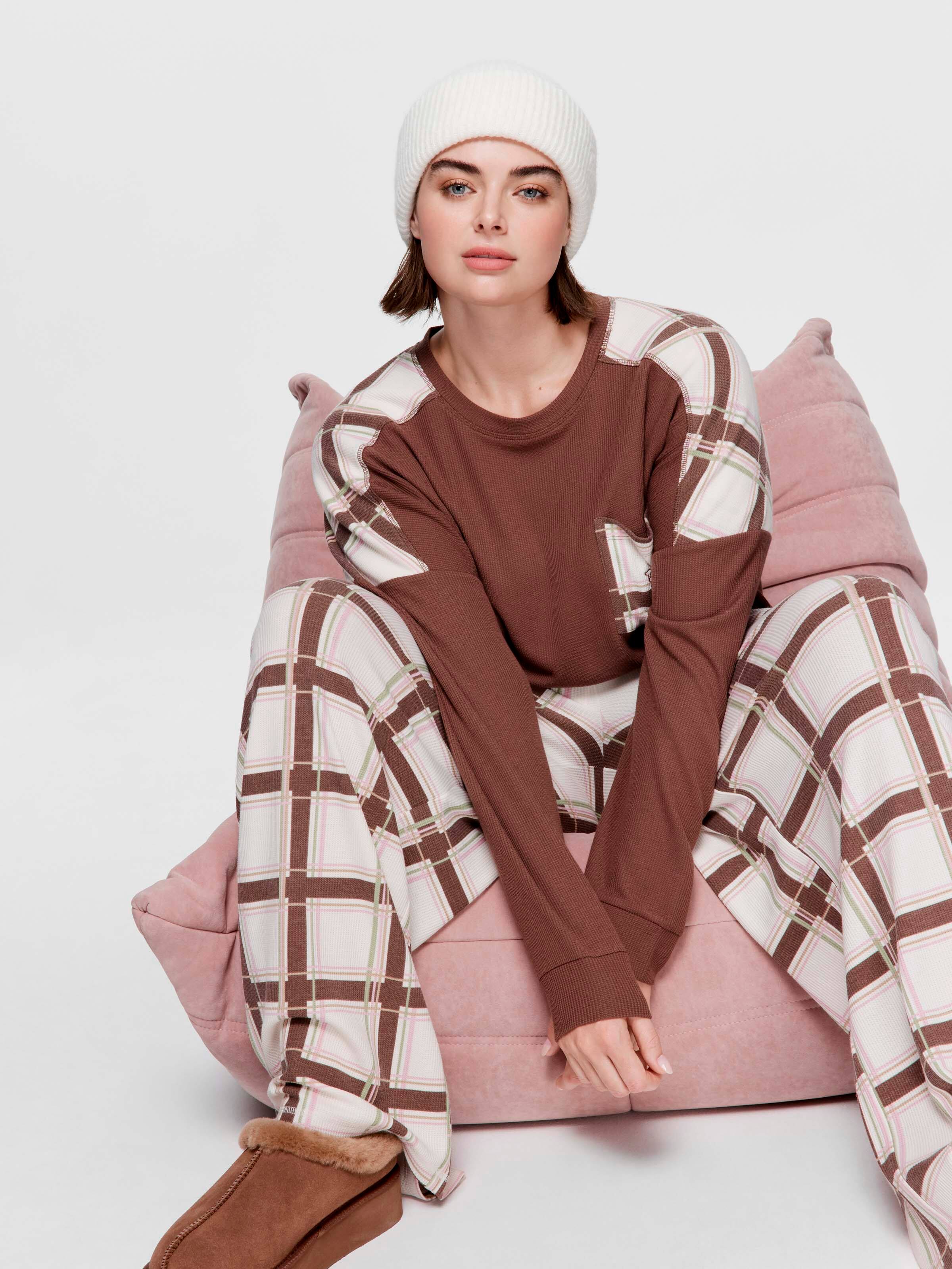 P.A. Plus Grandpa Check Waffle Wide Leg Pj Pant