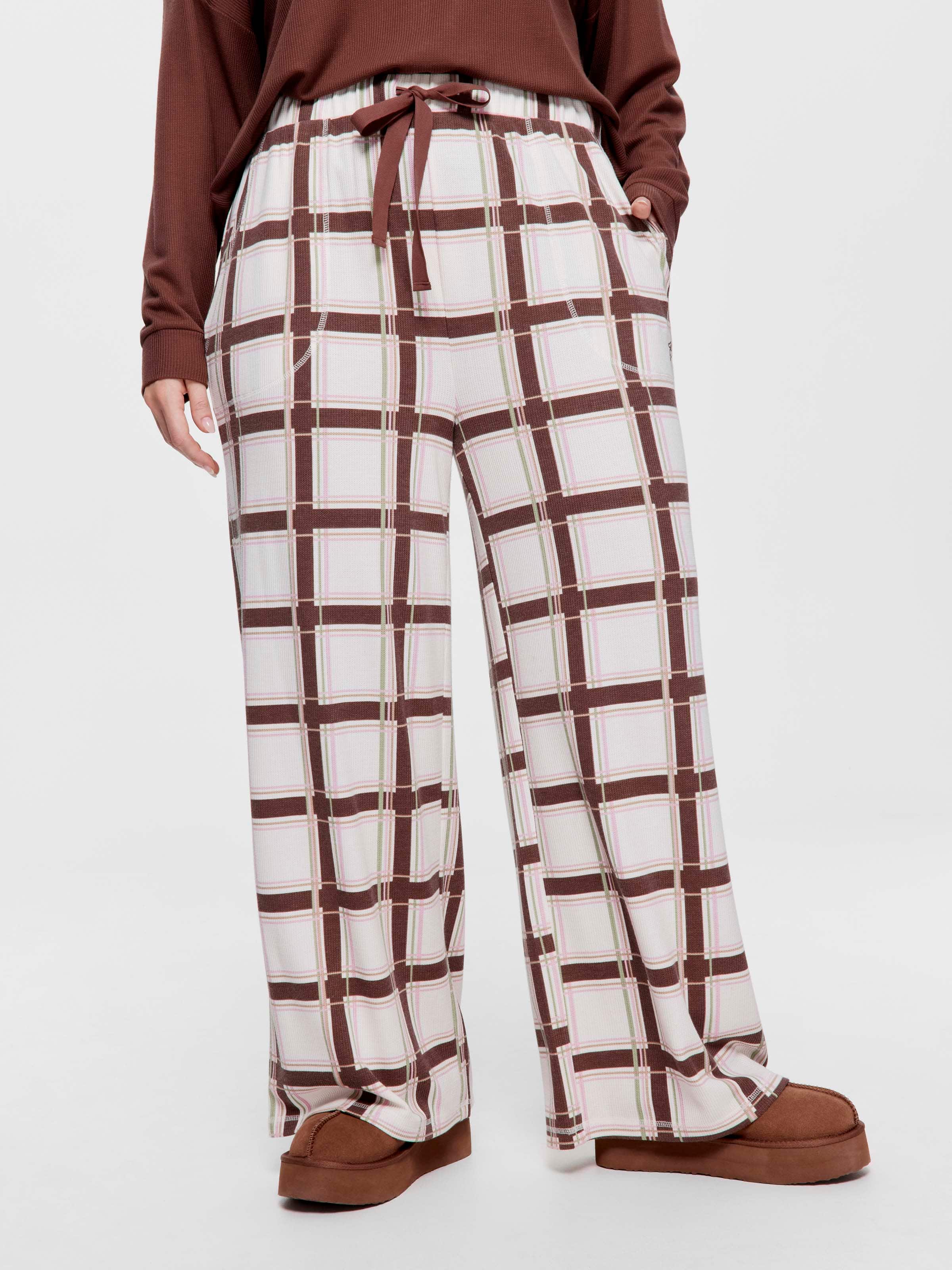 P.A. Plus Grandpa Check Waffle Wide Leg Pj Pant