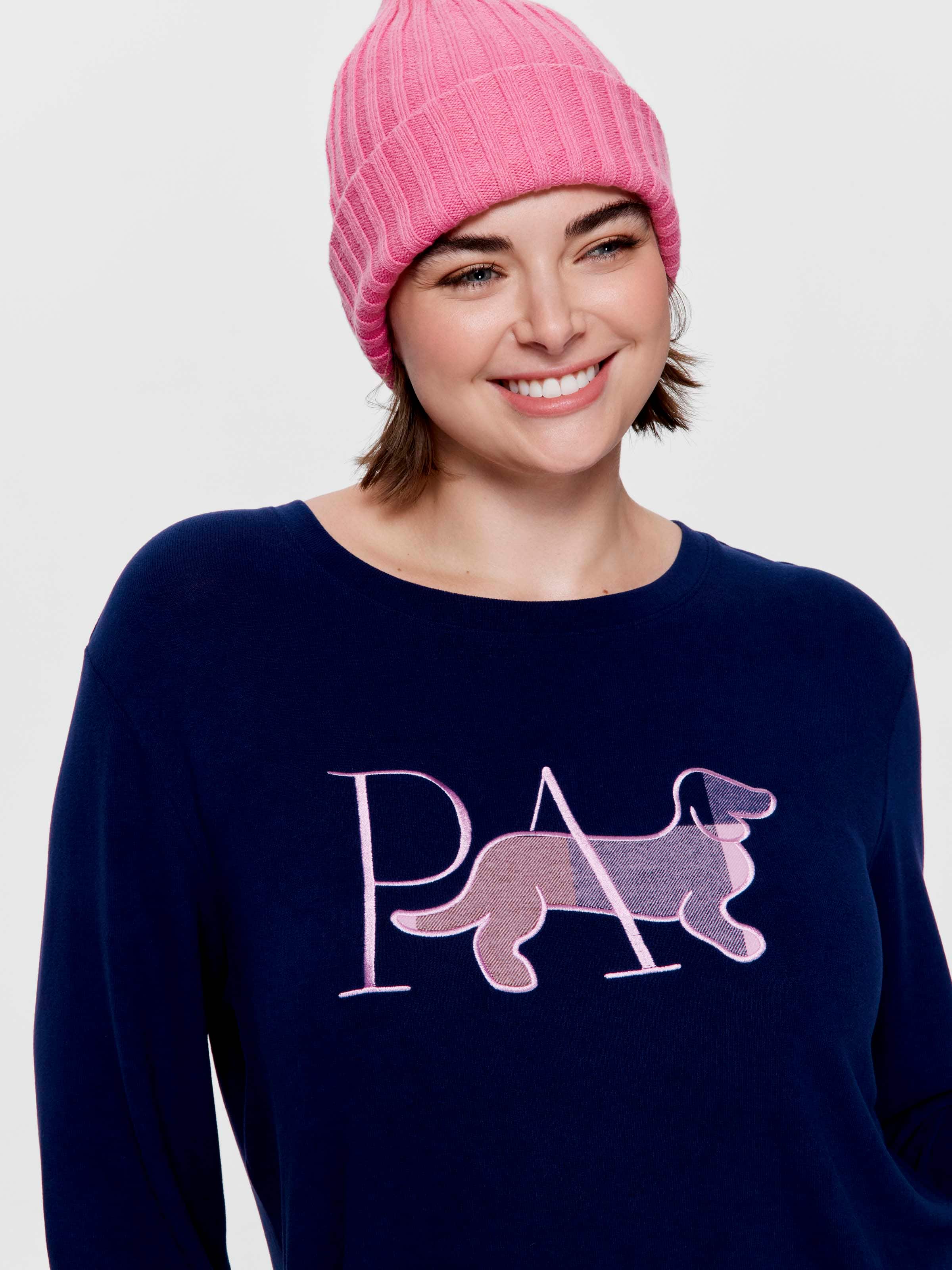 P.A. Plus Navy & Choc Check Penny Fuzzy Sweater