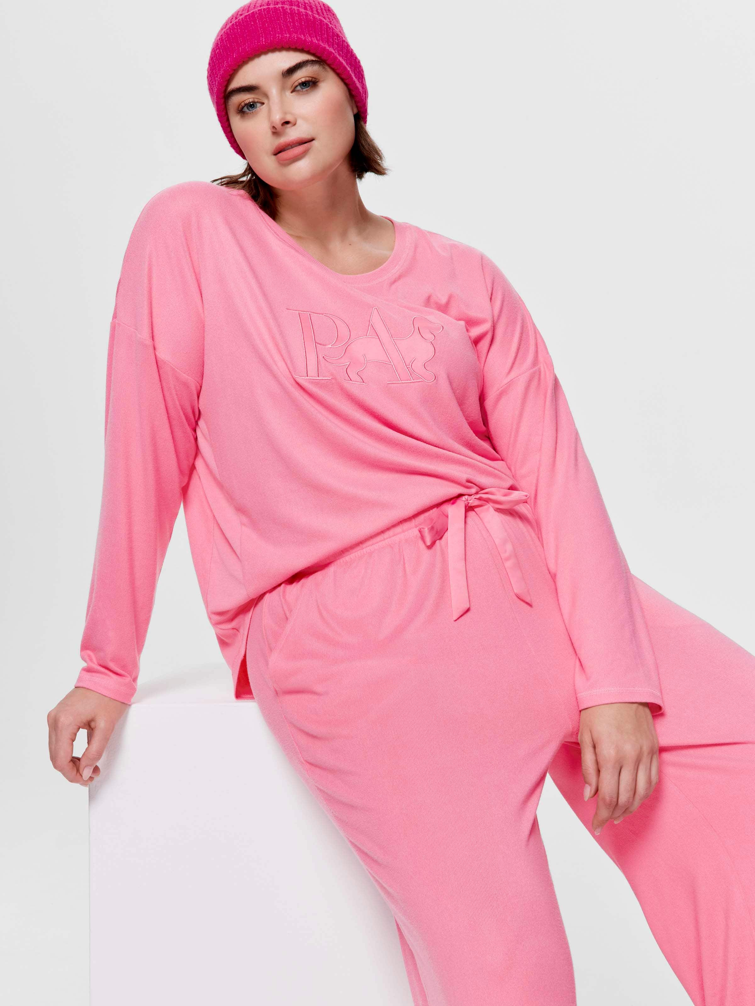 P.A. Plus Pink Lemonade Plush Straight Leg Pj Pant