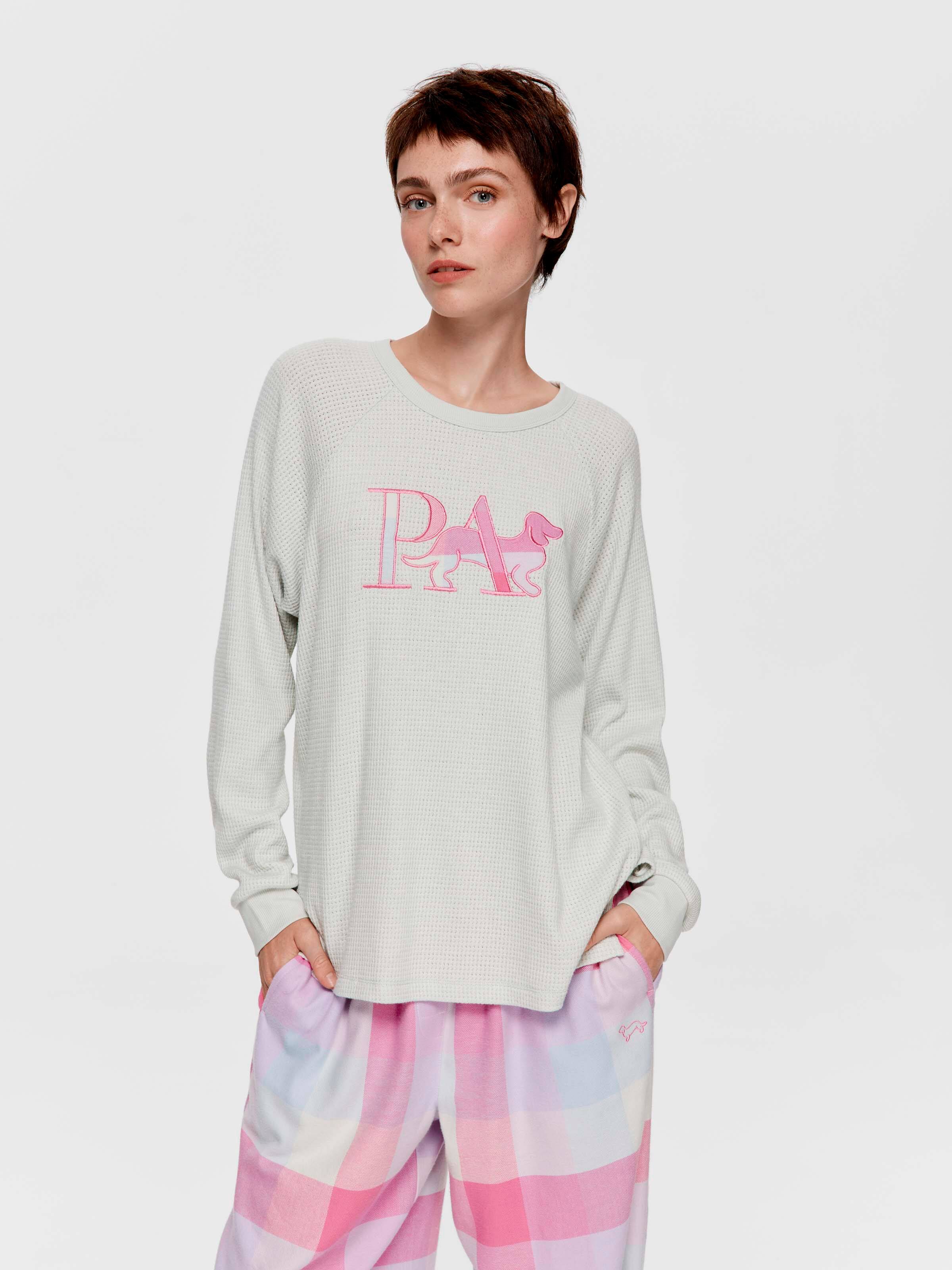 Mint Buffalo Check Logo Waffle Sweater