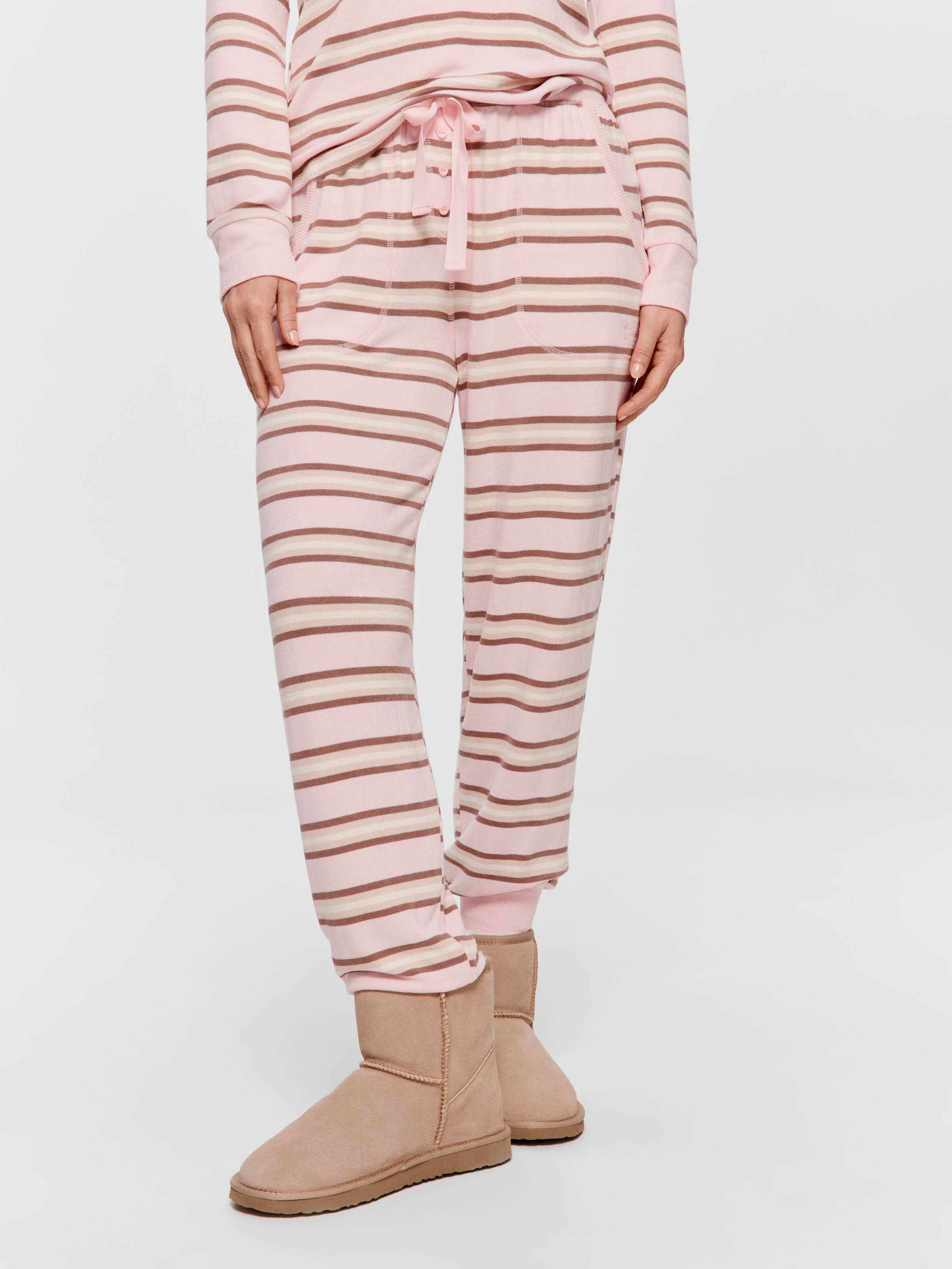 Pink Caramel Fuzzy Stripe Easy Pj Pant