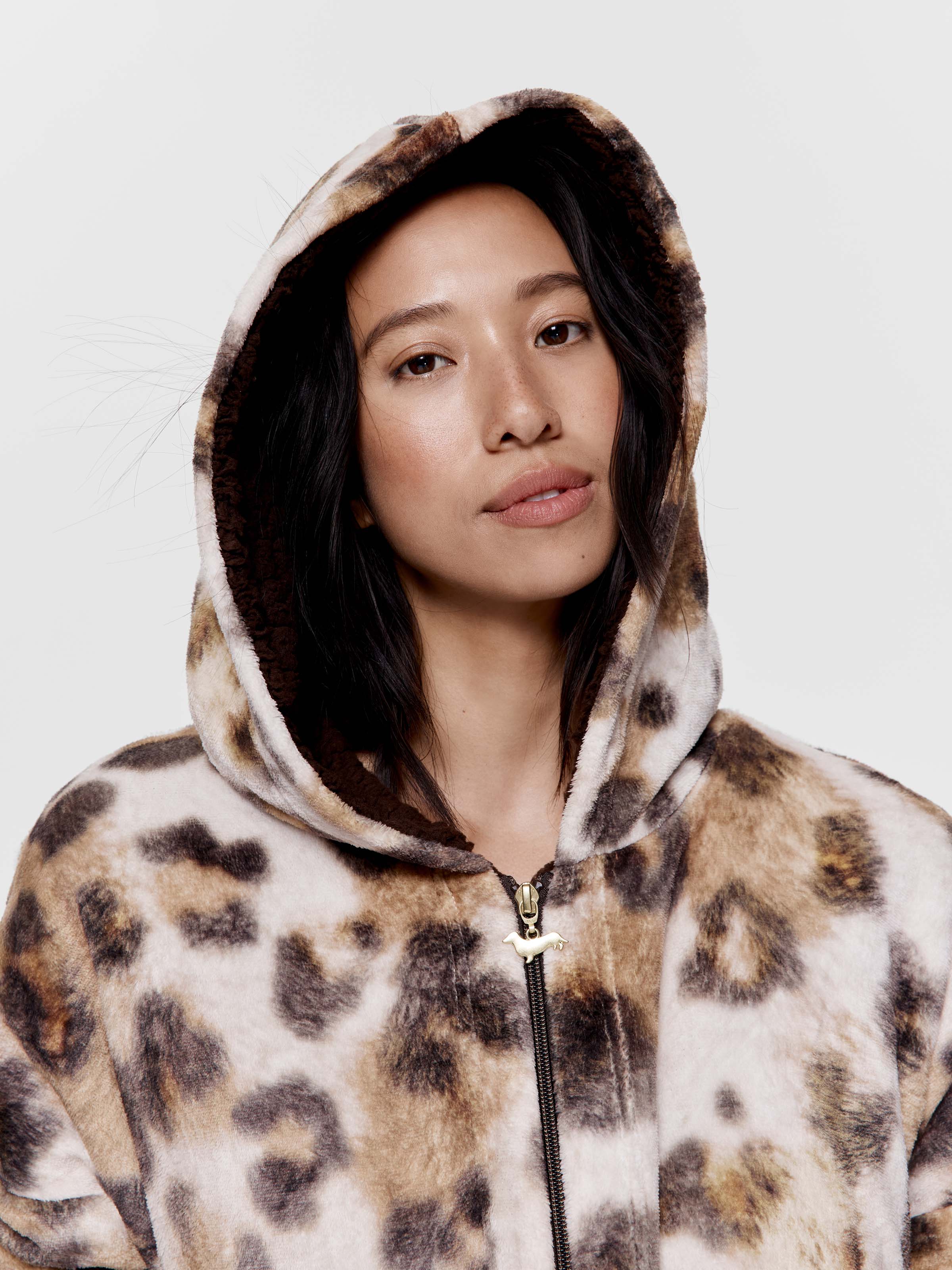 Leopard Fleece Hooded Jacket