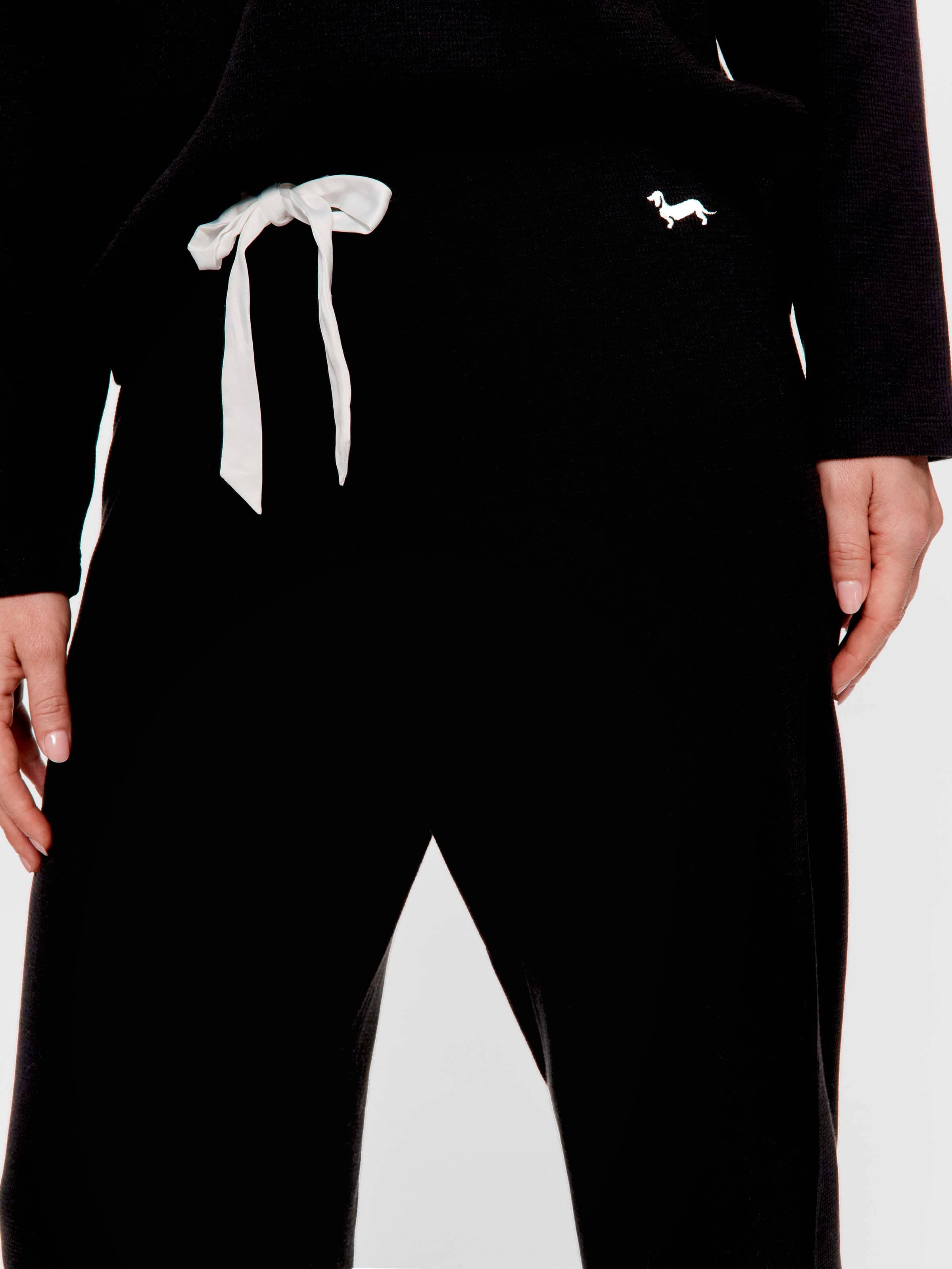 Black Waffle Tapered Pj Pant