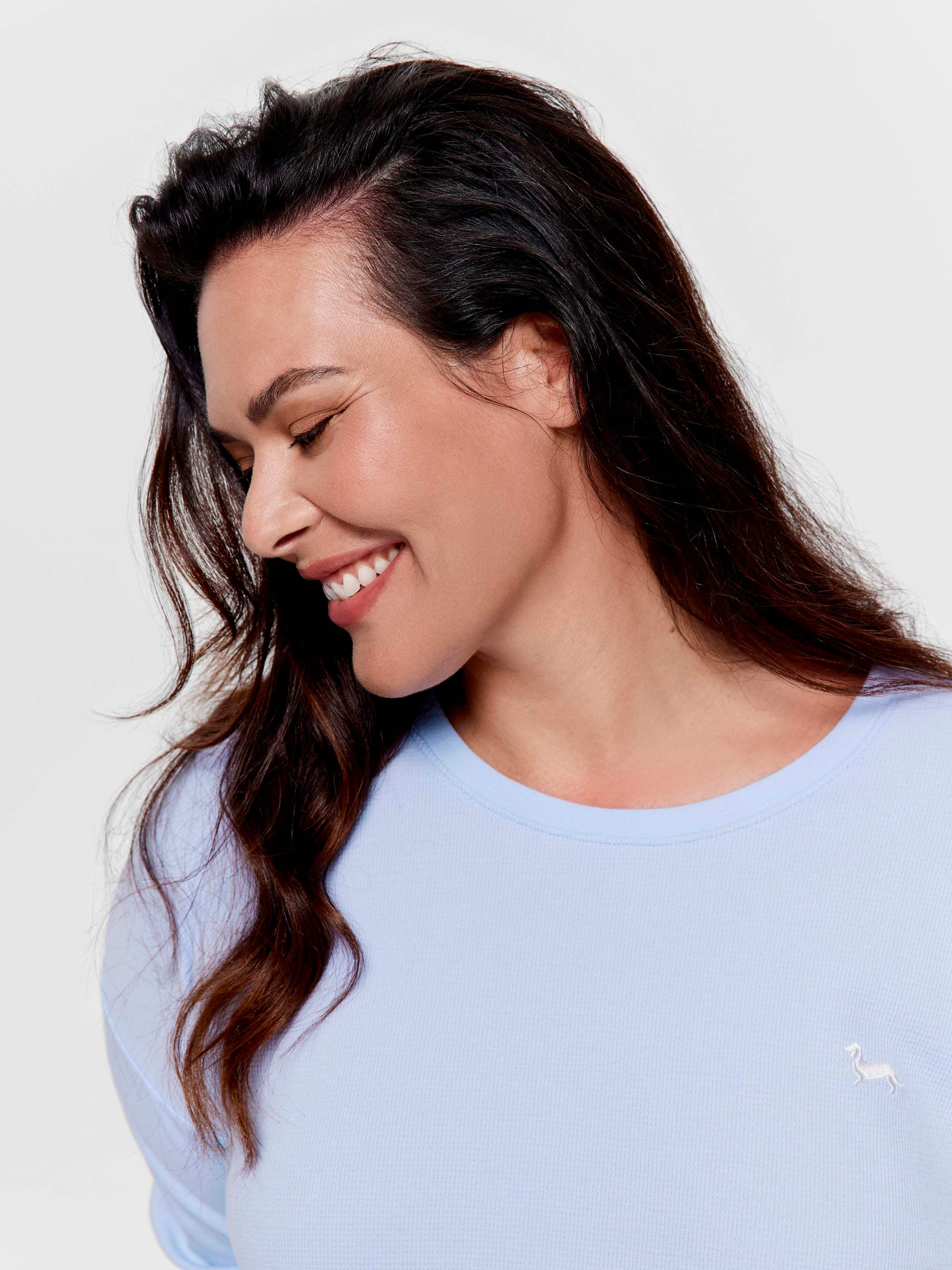 P.A. Plus Cornflower Waffle Long Sleeve Top