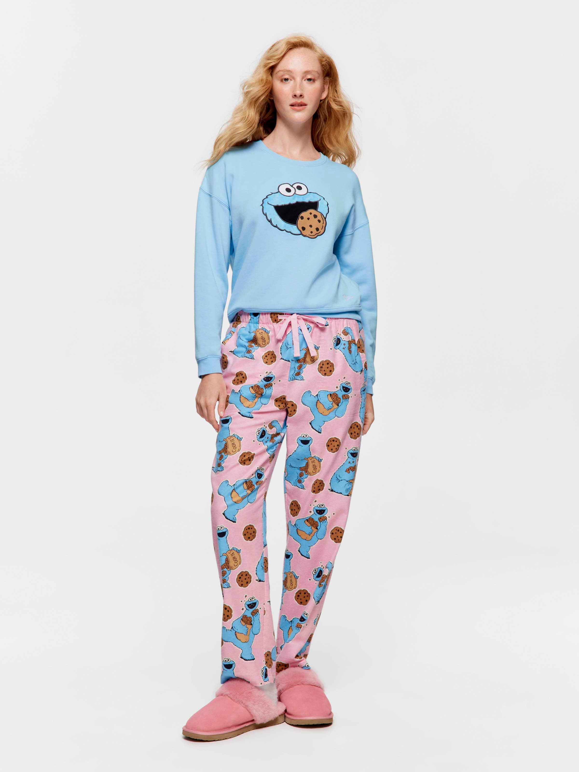 Cookie Monster 100% Cotton Flannelette Roll Up Pj Pant