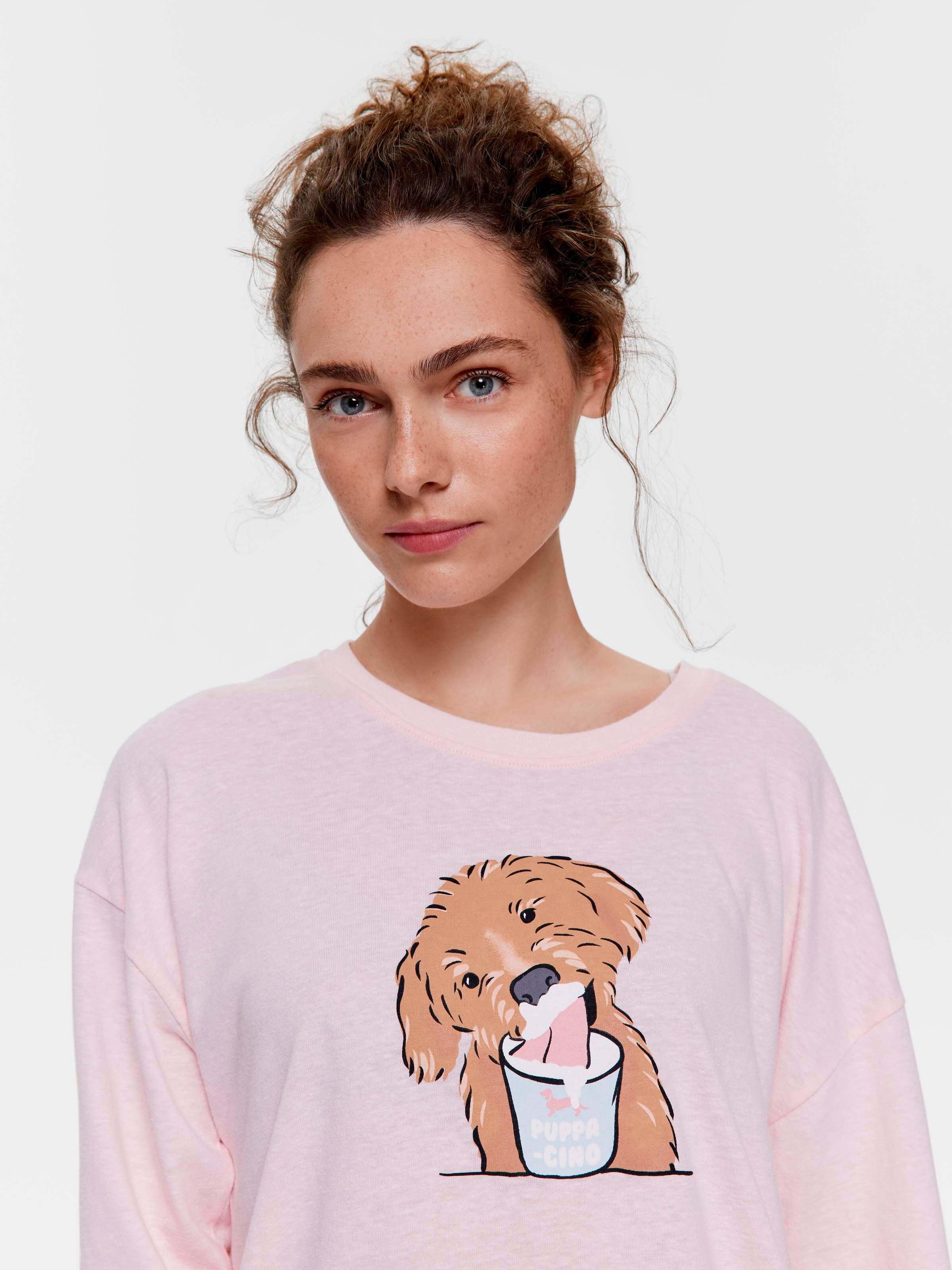Puppuccino Oversized Long Sleeve Top